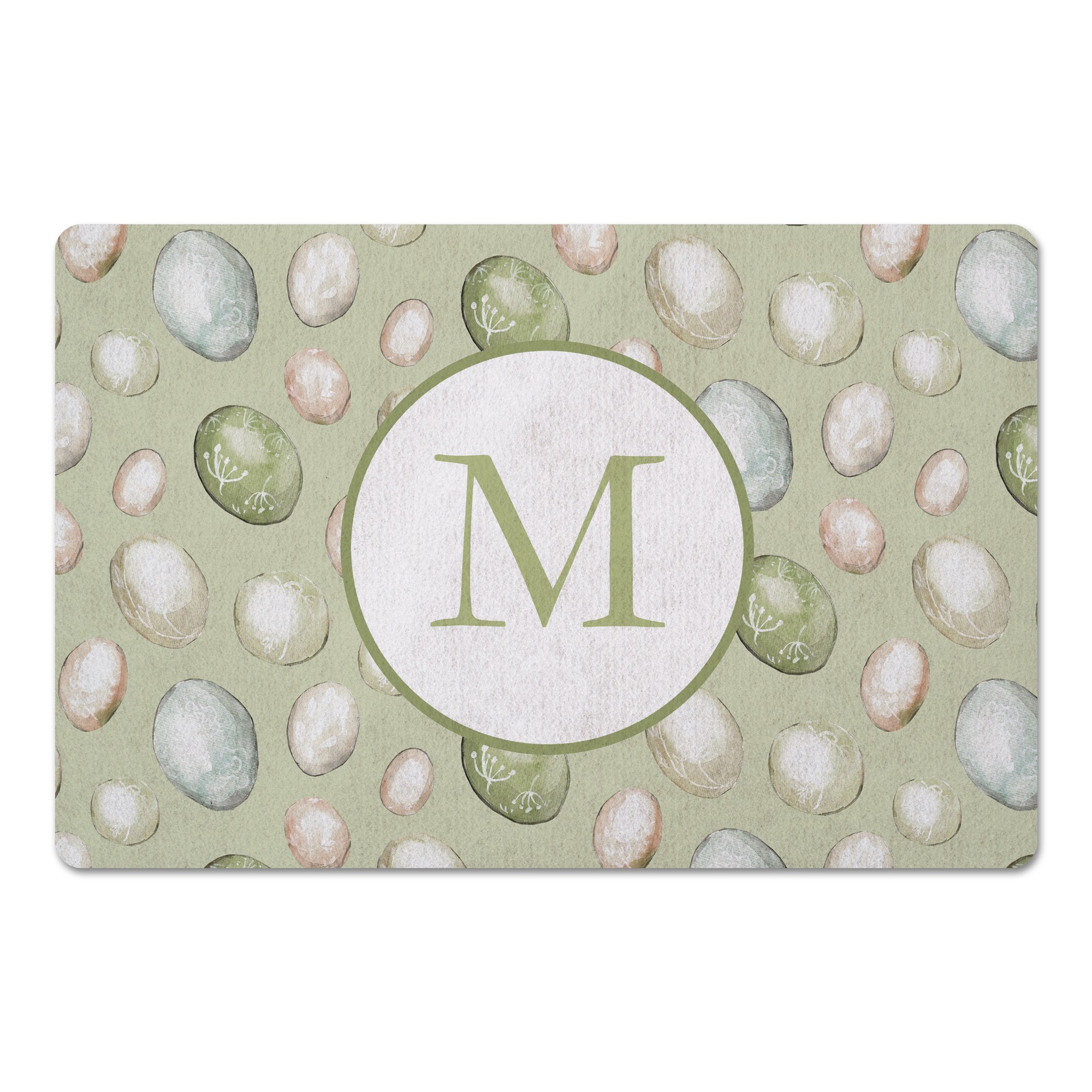 Sage Easter Egg Pattern Mat Personalized 27x18 Floor Mat
