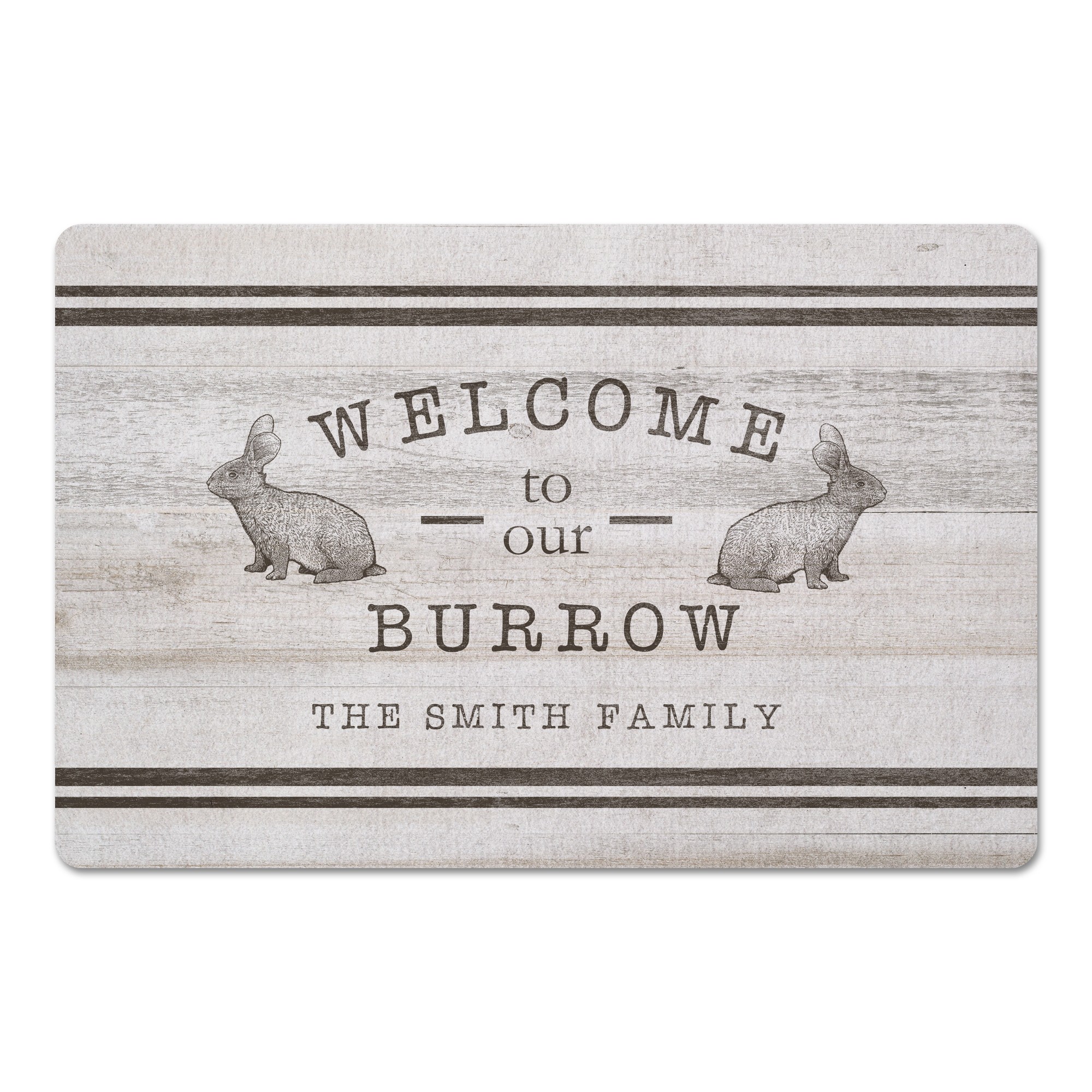 Welcome Burrow Bunny Mat Personalized 27x18 Floor Mat
