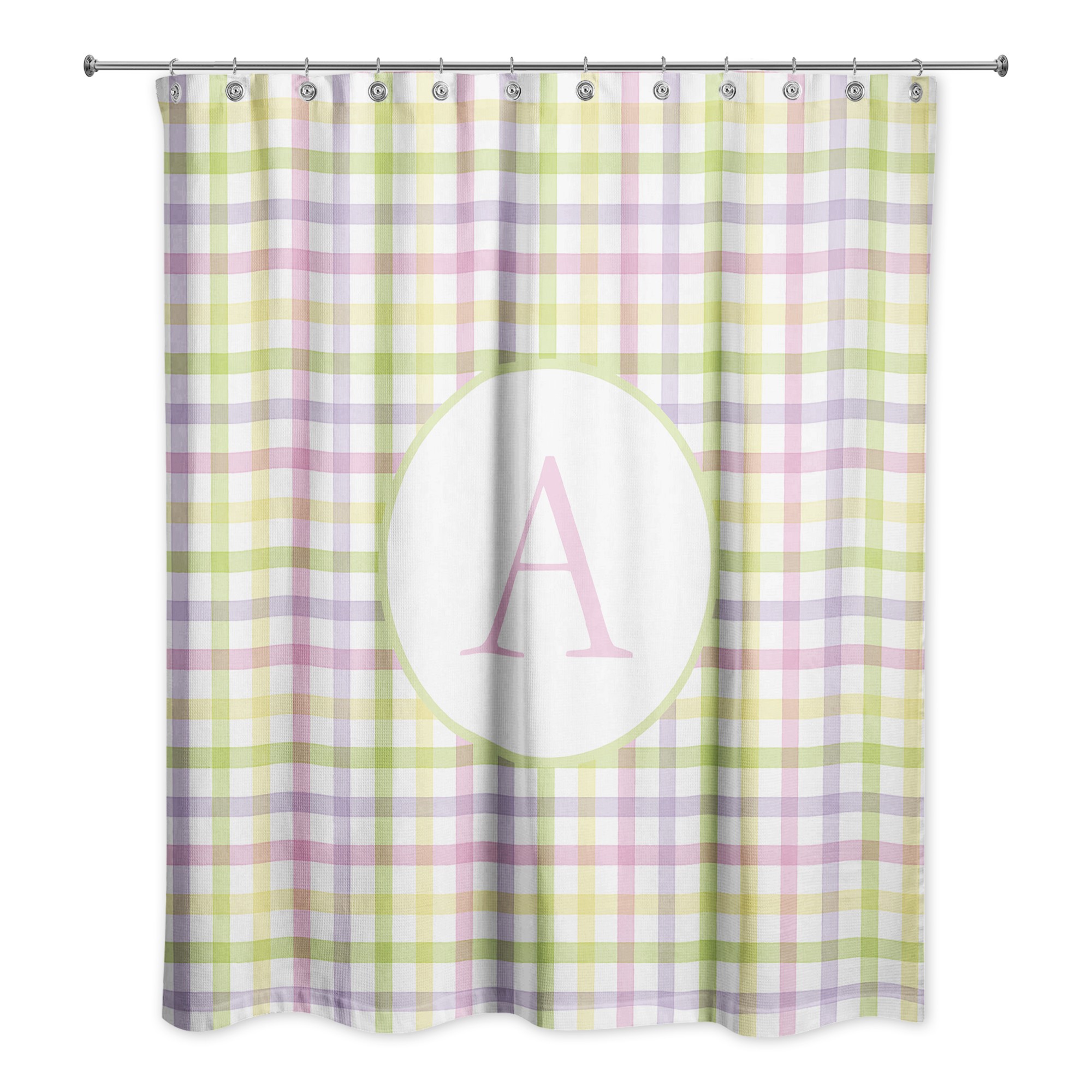 Pastel Plaid Shower Curtain Personalized 71x74 Shower Curtain