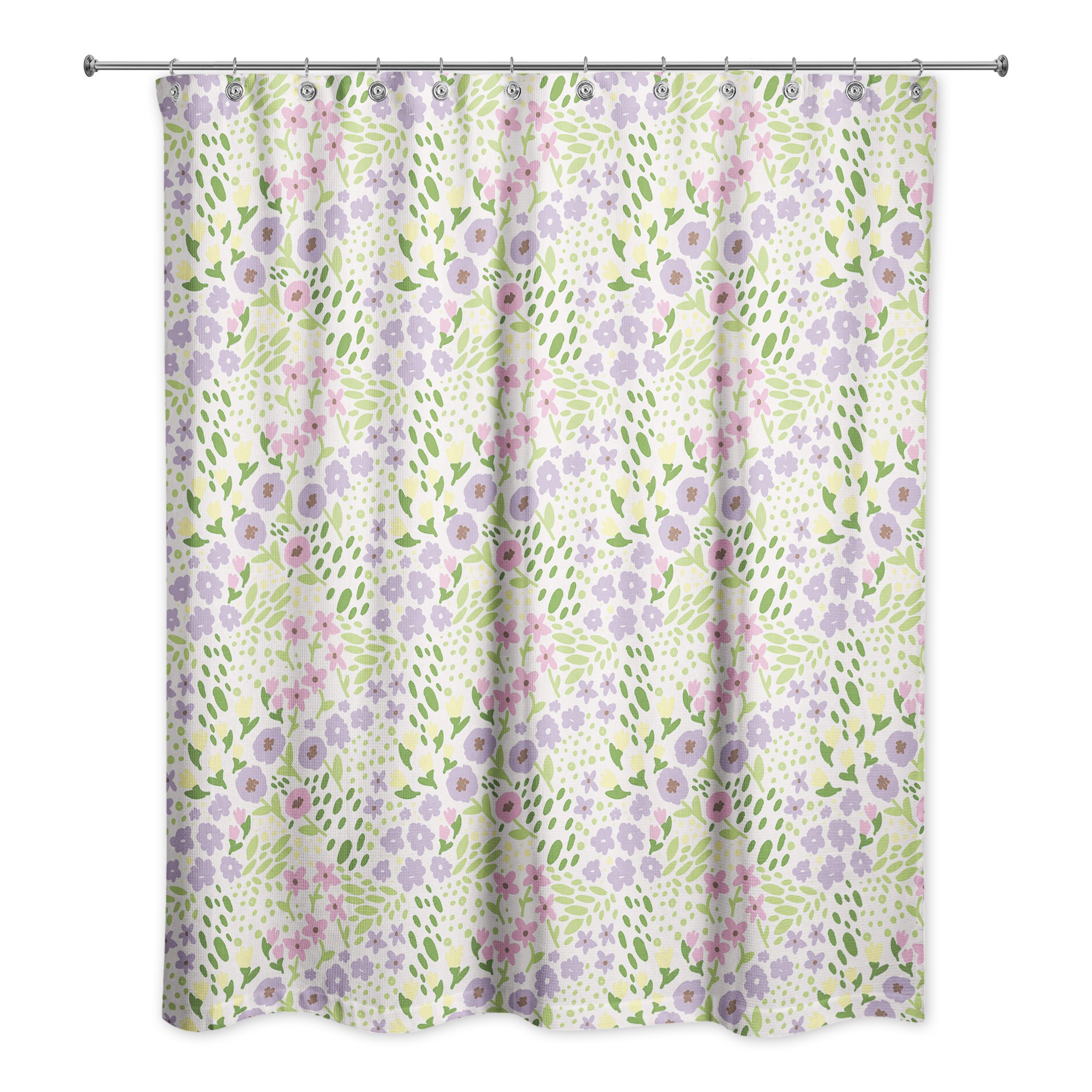 Whimsical Spring Floral Shower Curtain 71x74 Shower Curtain