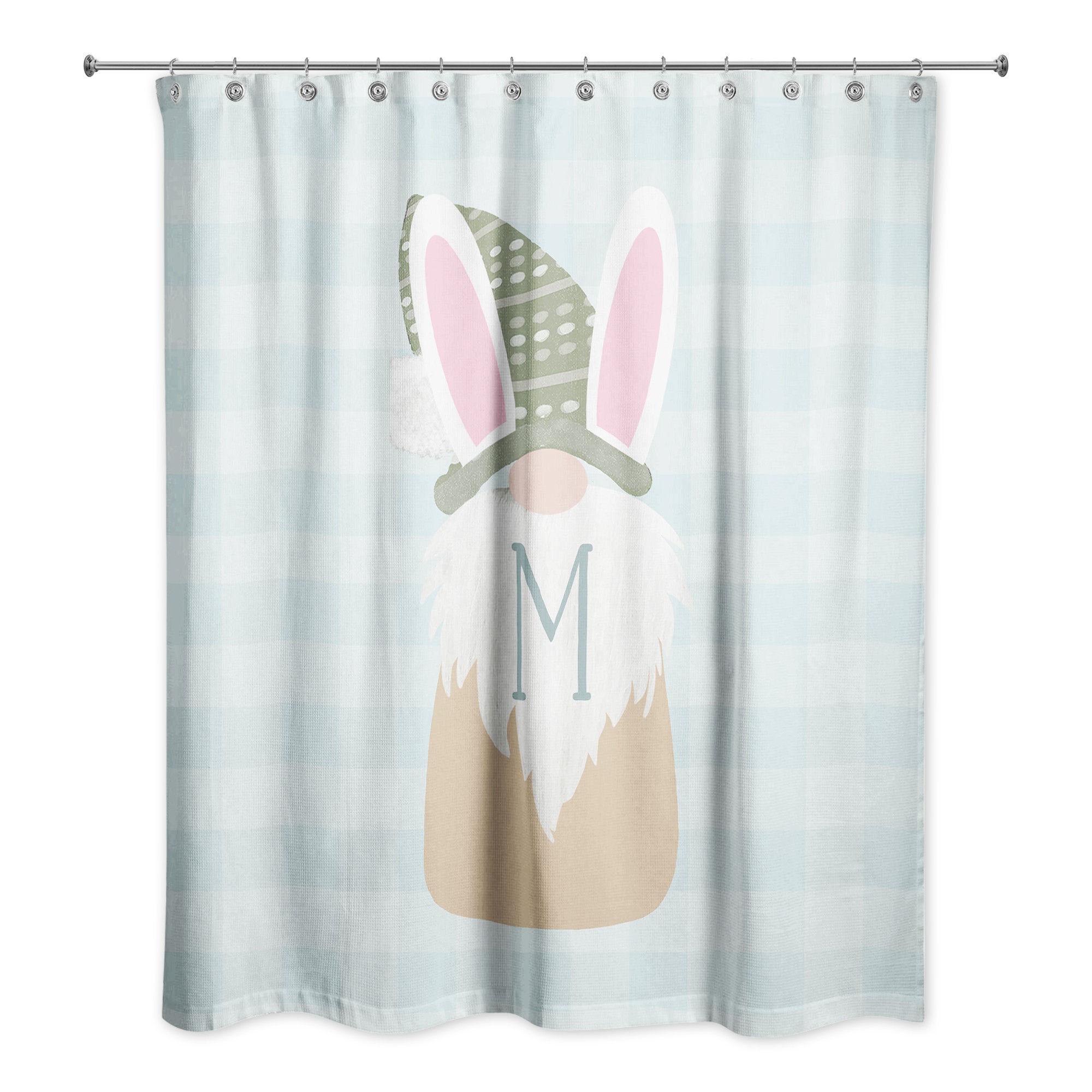 Cute Bunny Gnome Shower Curtain Personalized 71x74 Shower Curtain