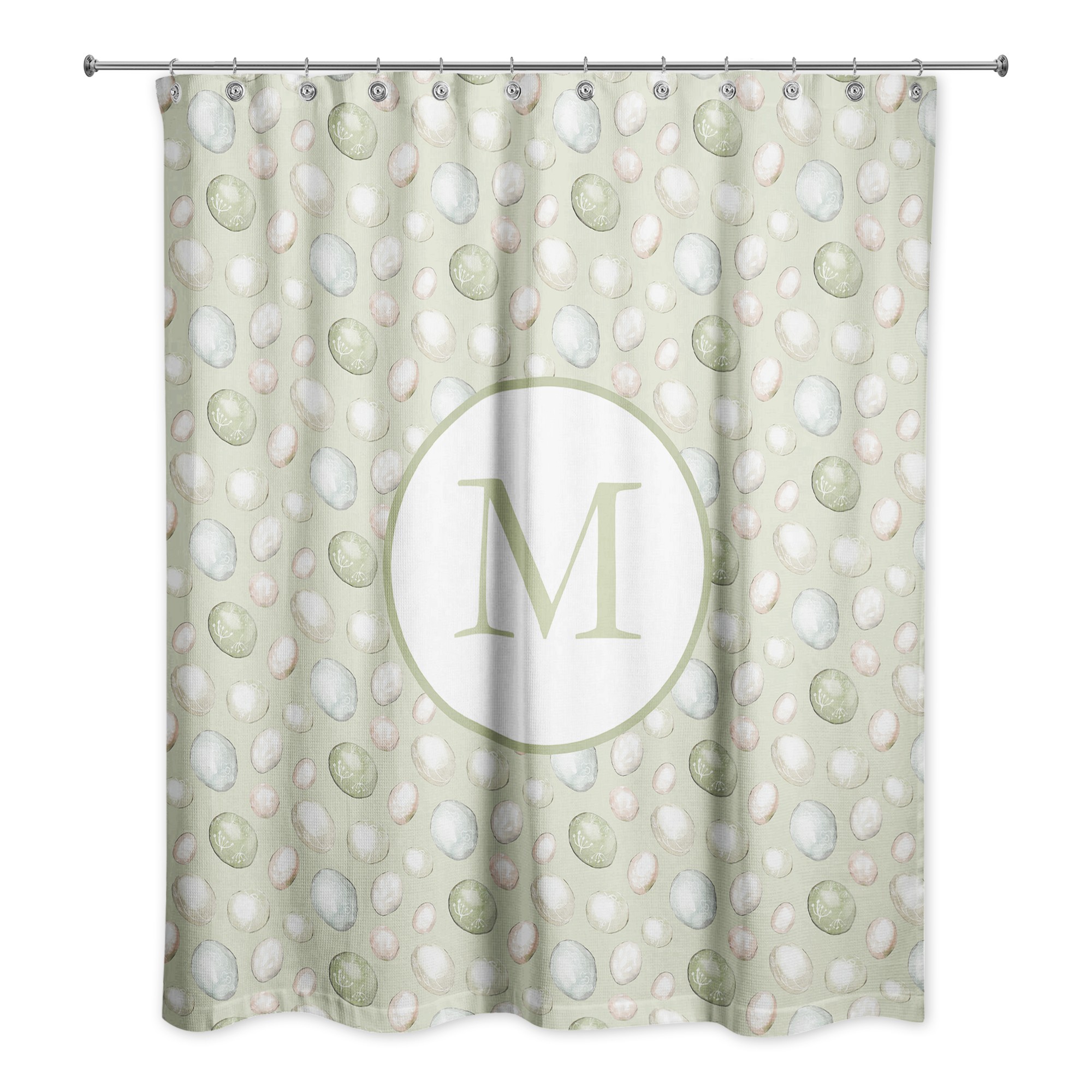 Sage Easter Egg Pattern Shower Curtain Personalized 71x74 Shower Curtain