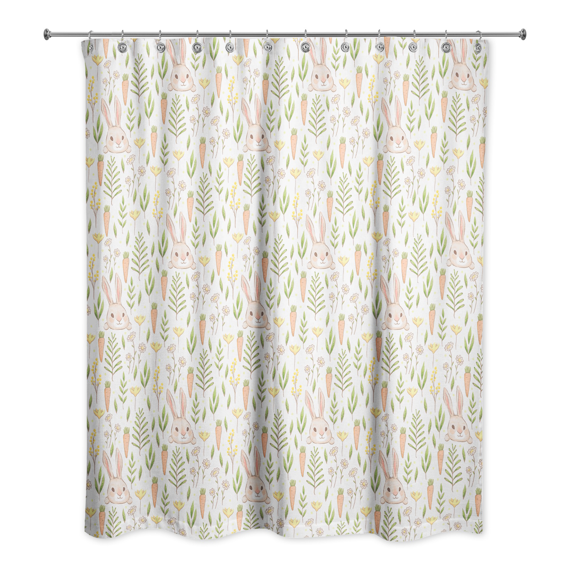 Bunny And Carrot Pattern Shower Curtain 71x74 Shower Curtain