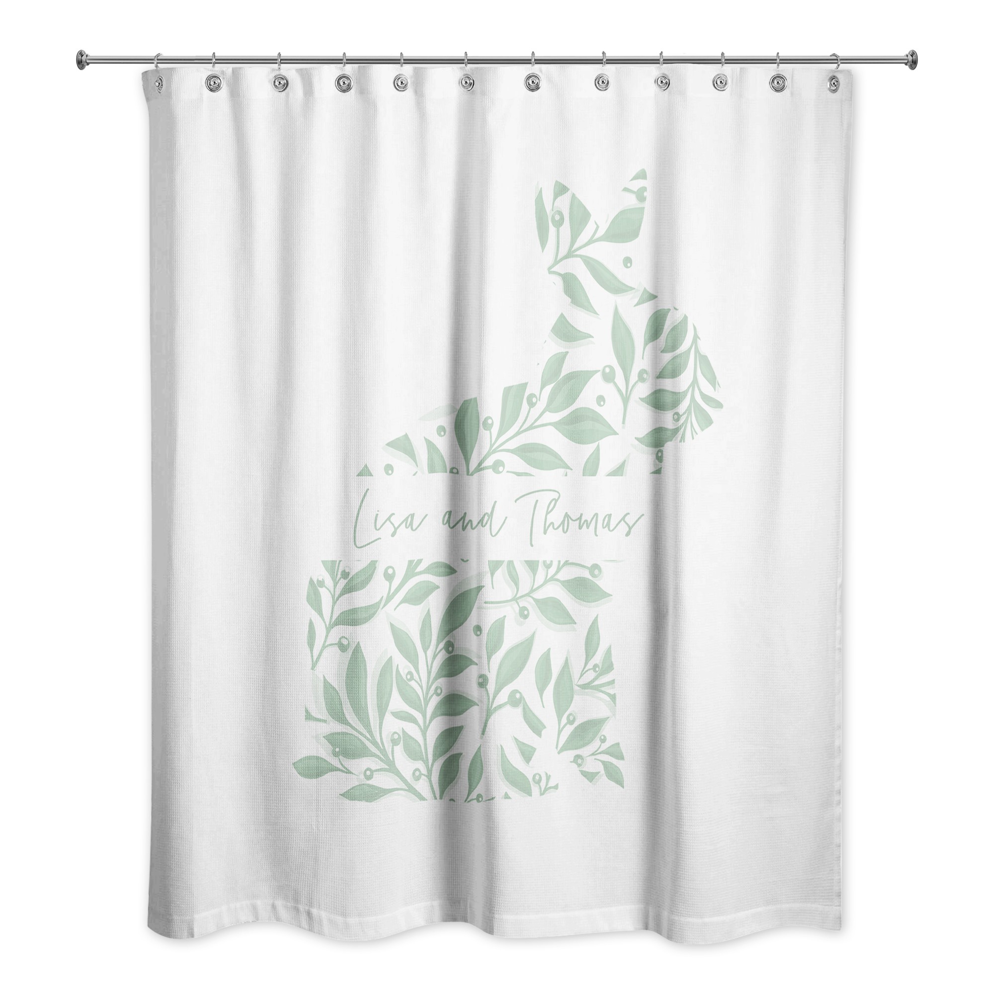 Floral Bunny Shower Curtain Personalized 71x74 Shower Curtain