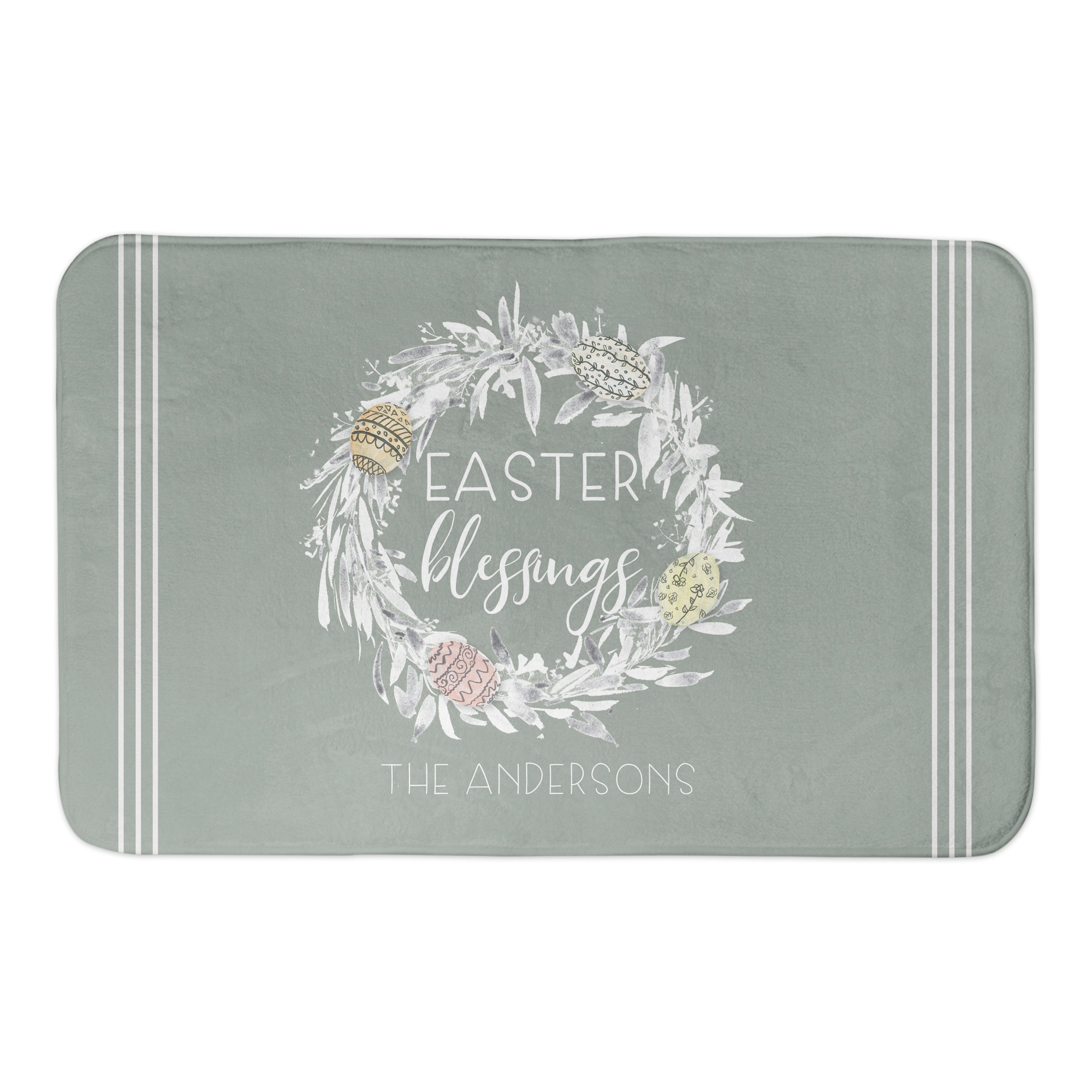 Easter Blessings Wreath Bath Mat Personalized 34x21 Bath Mat