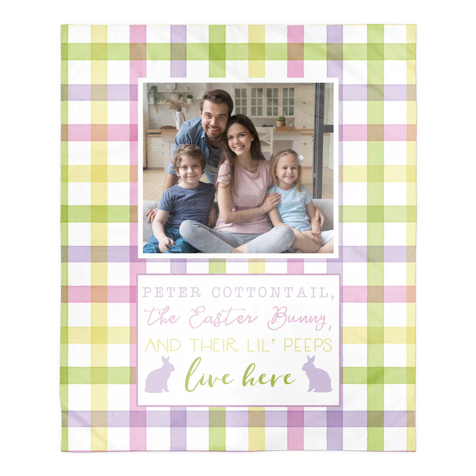 Easter Family Plaid Blanket Personalized 50x60 Sherpa Fleece Blanket