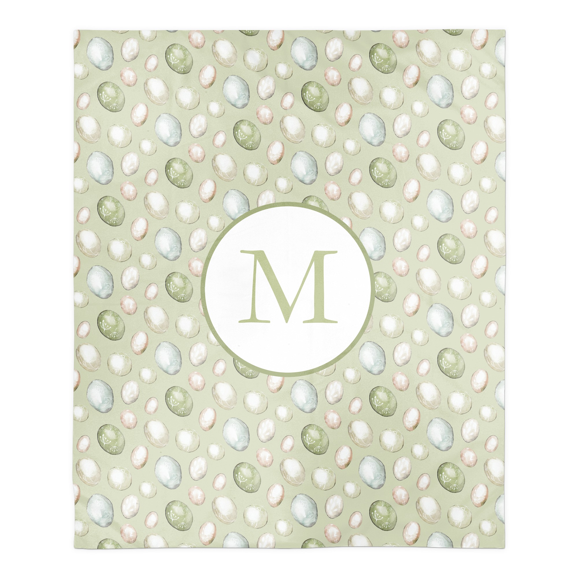 Sage Easter Egg Pattern Blanket Personalized 50x60 Sherpa Fleece Blanket