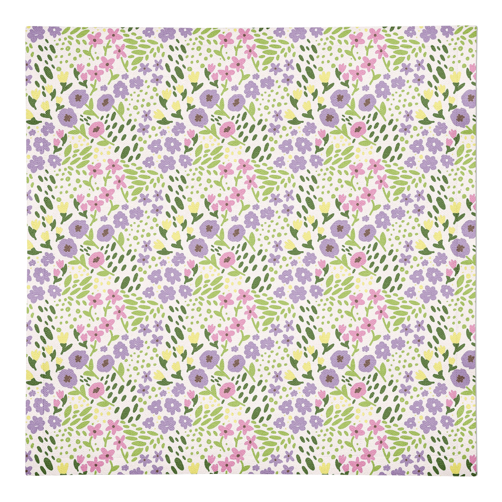 Whimsical Spring Floral Napkin 10x10 Cotton Twill Napkin