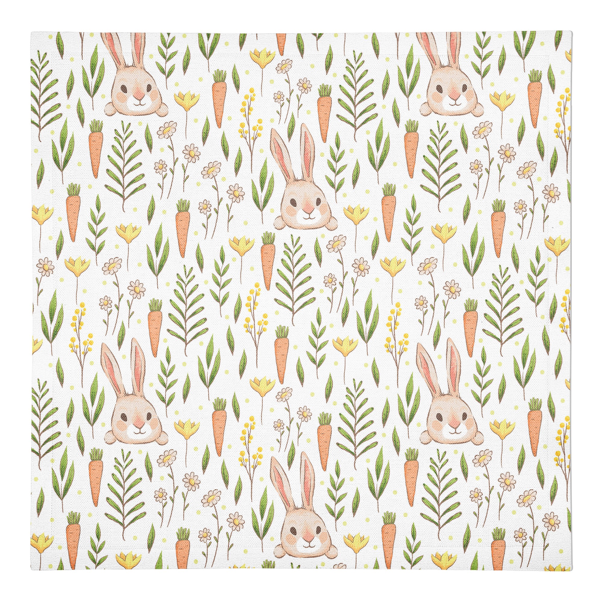 Bunny And Carrot Pattern Napkin 10x10 Cotton Twill Napkin