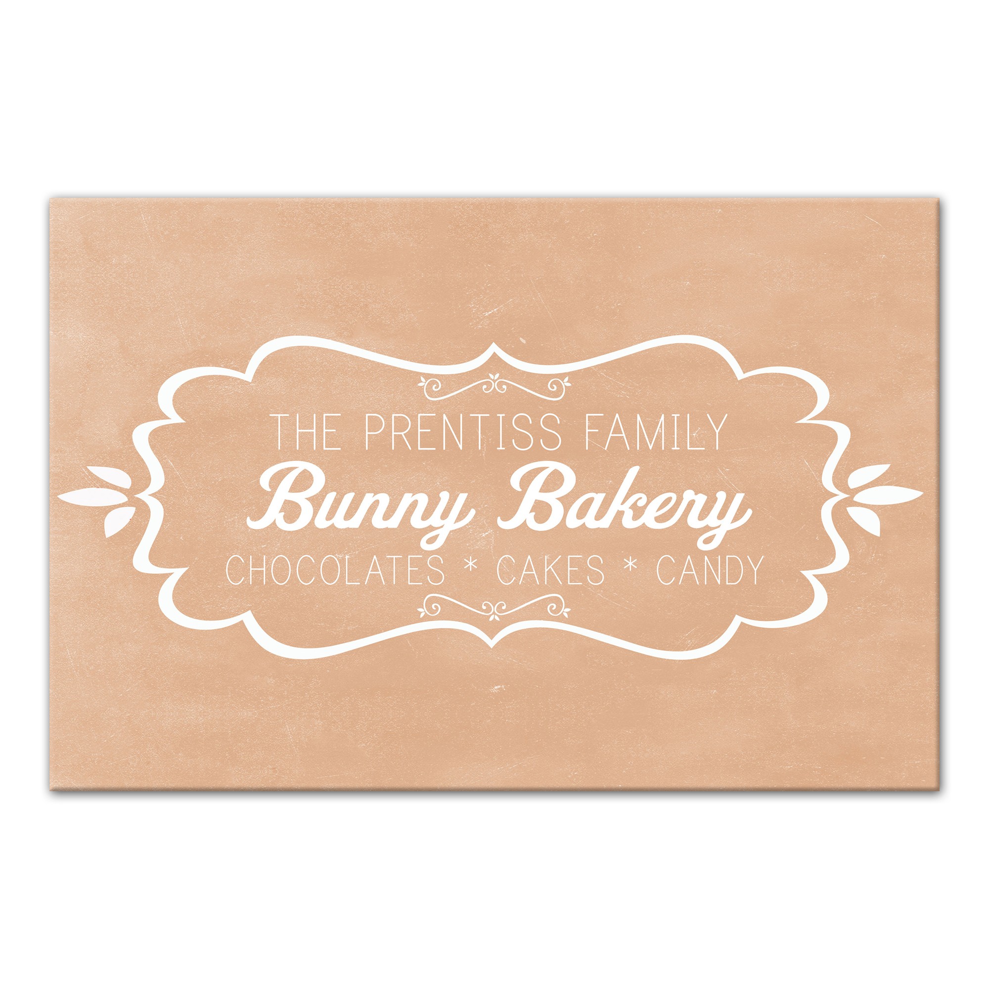 Bunny Bakery Personalized 12x18 Canvas Wall Art