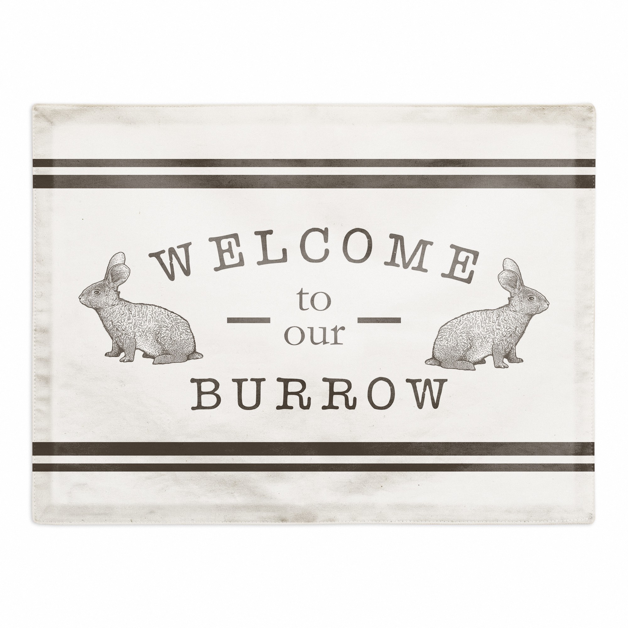 Welcome Burrow Bunny Placemat 18x14 Cotton Twill Placemat