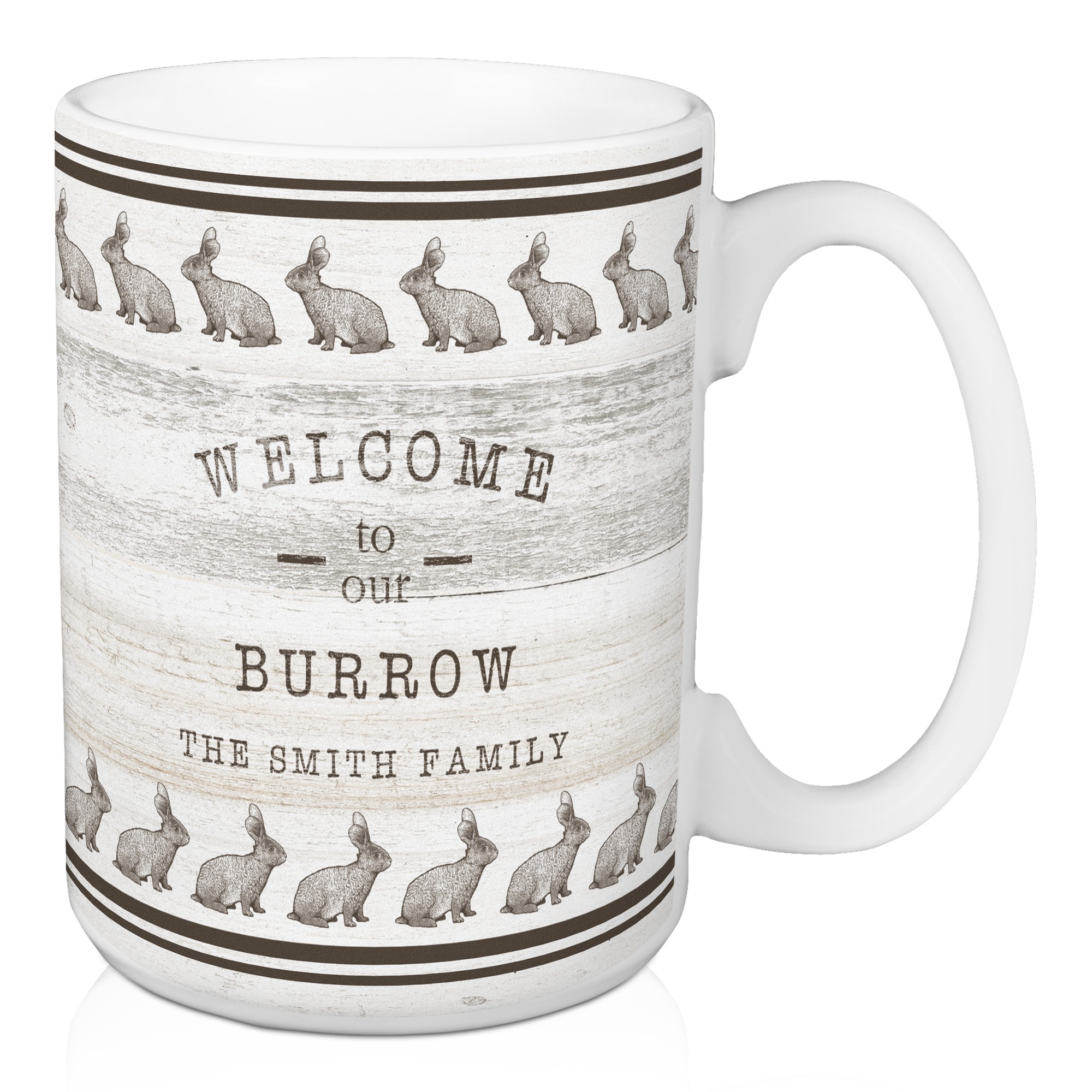 Welcome Burrow Bunny Mug Personalized 15 oz Mug