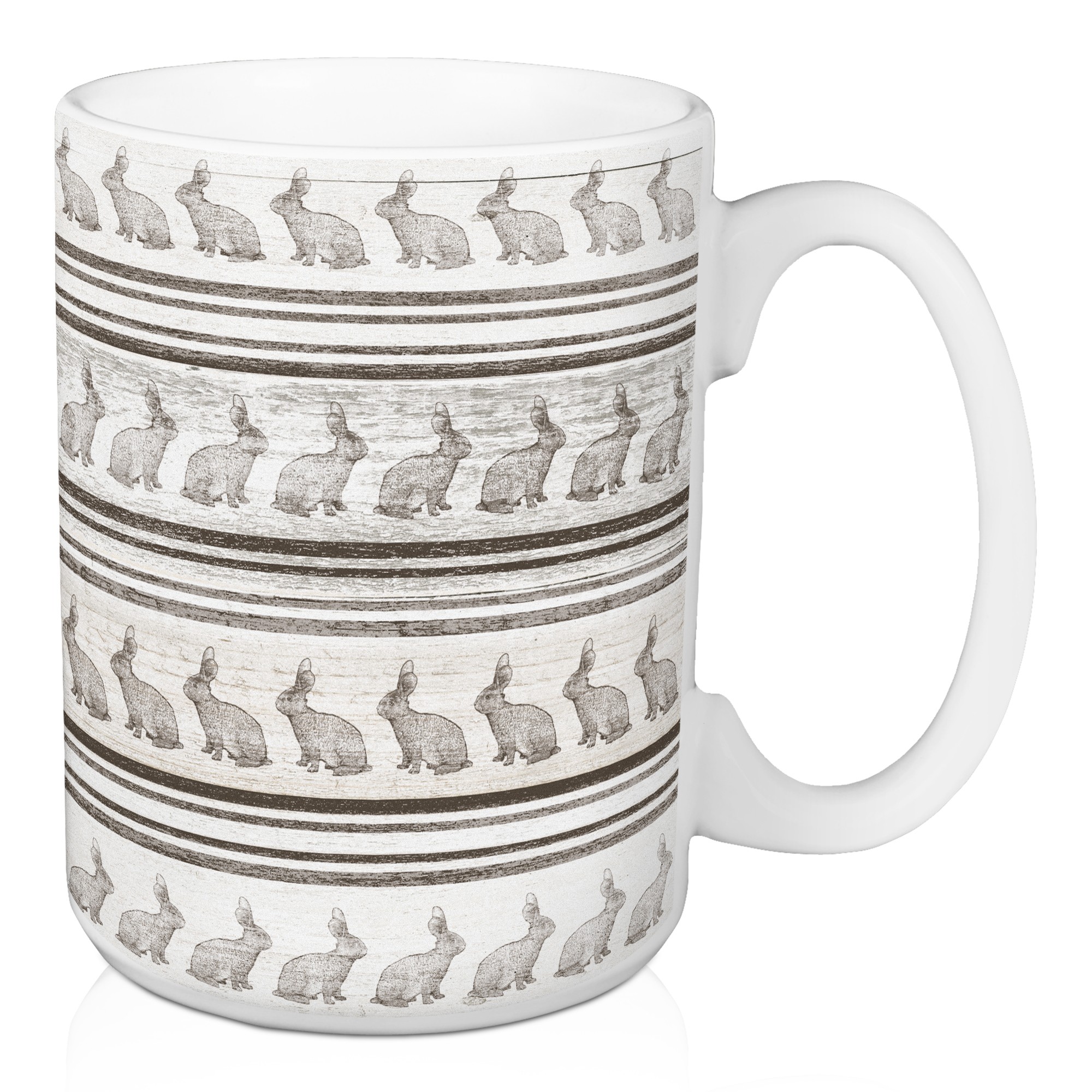 Bunny Stripes On Wood Mug 15 oz Mug