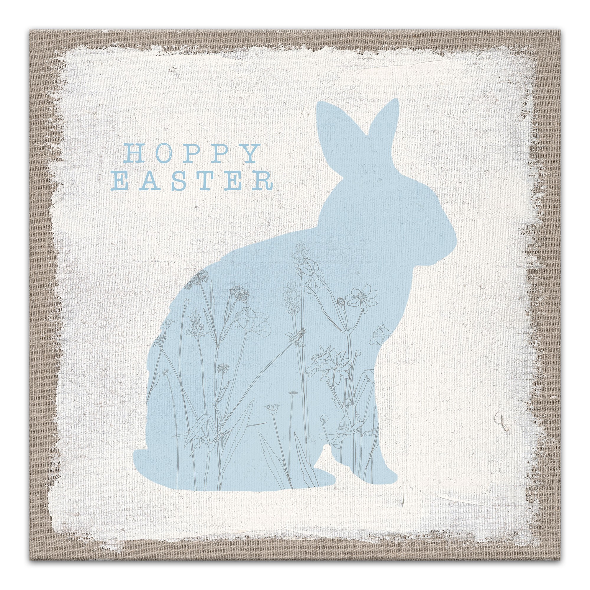 Hoppy Easter Bunny Silhouette 16x16 Canvas Wall Art