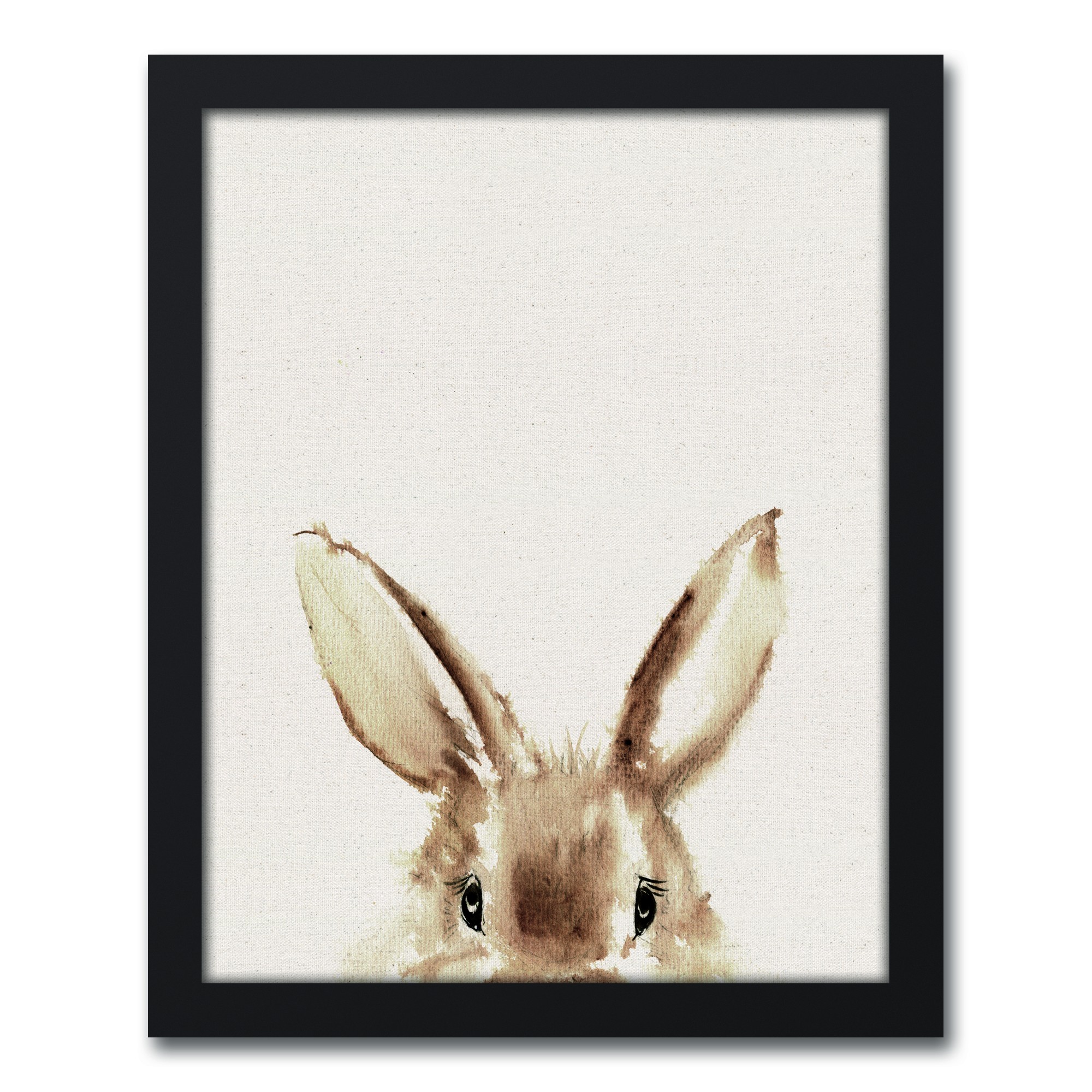 Peeking Bunny 11x14 Black Floating Framed Canvas