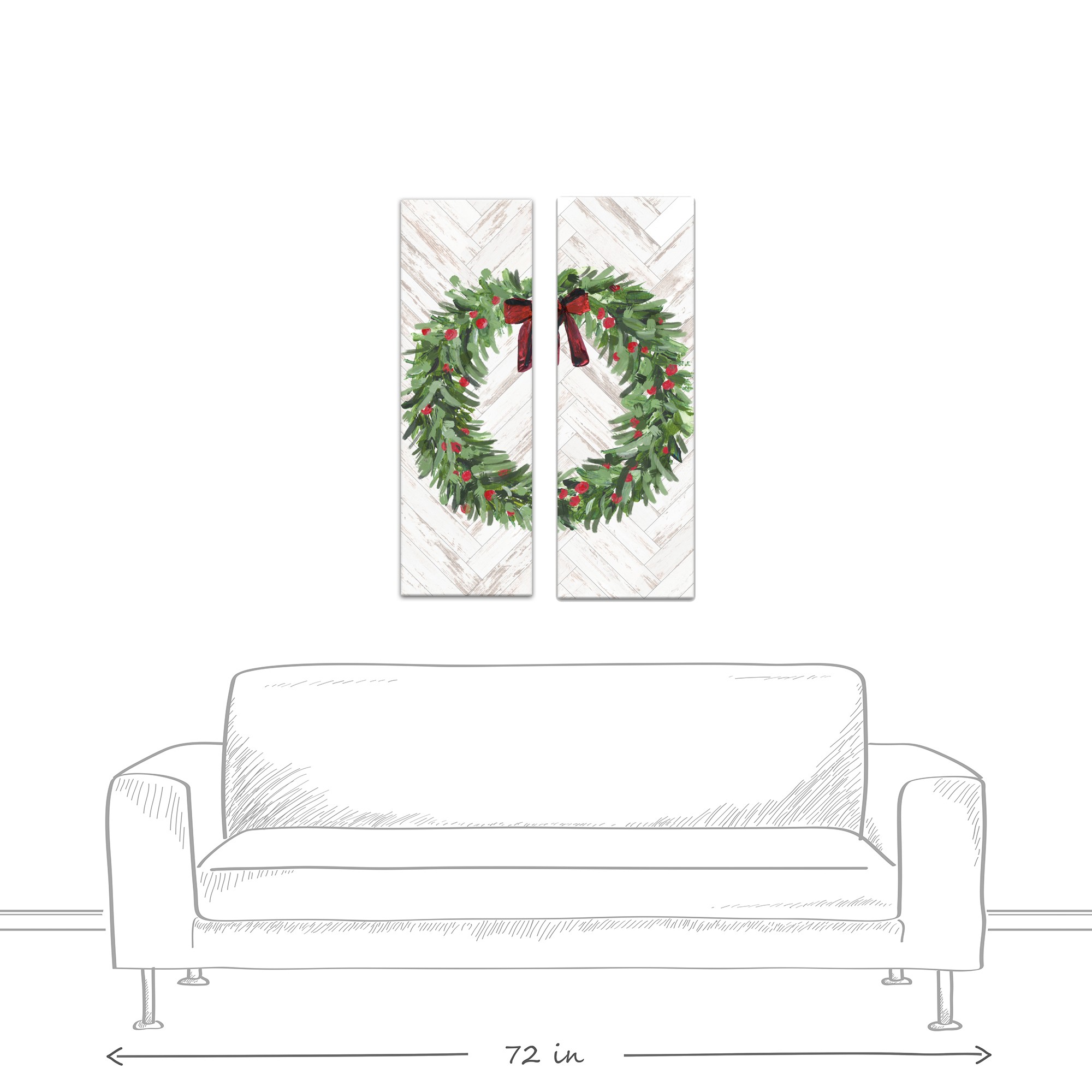 Holiday Wreath Set 12x36 Canvas Wall Art