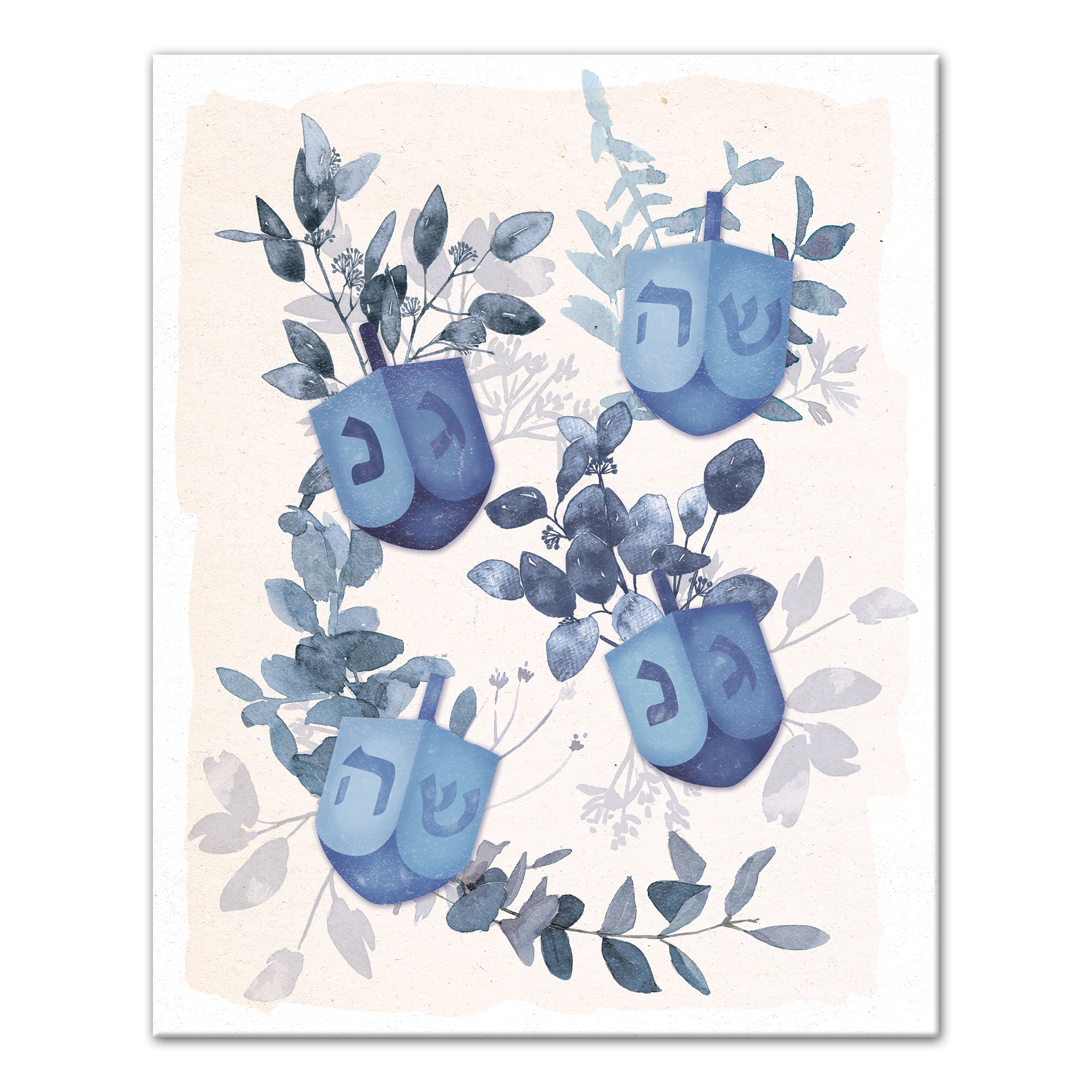 Blue Dreidels 16x20 Canvas Wall Art