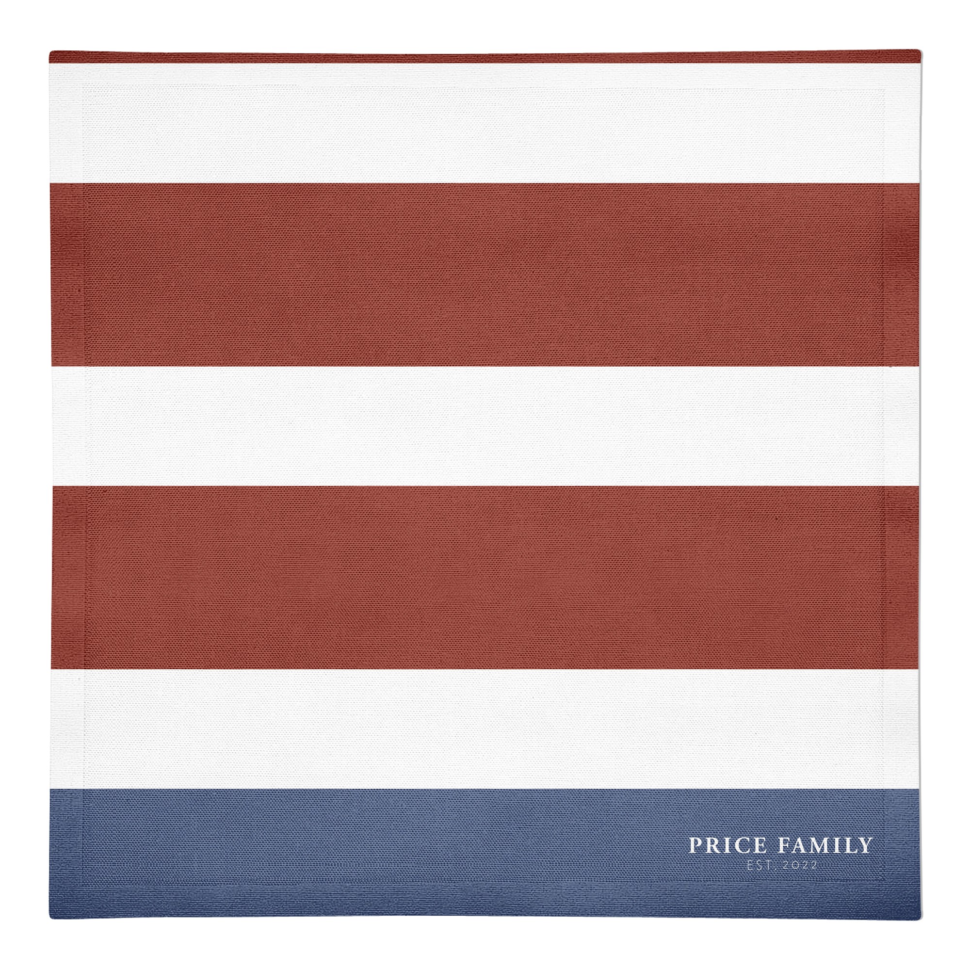 Simple Patriotic Stripes Personalized 10x10 Cotton Twill Napkin