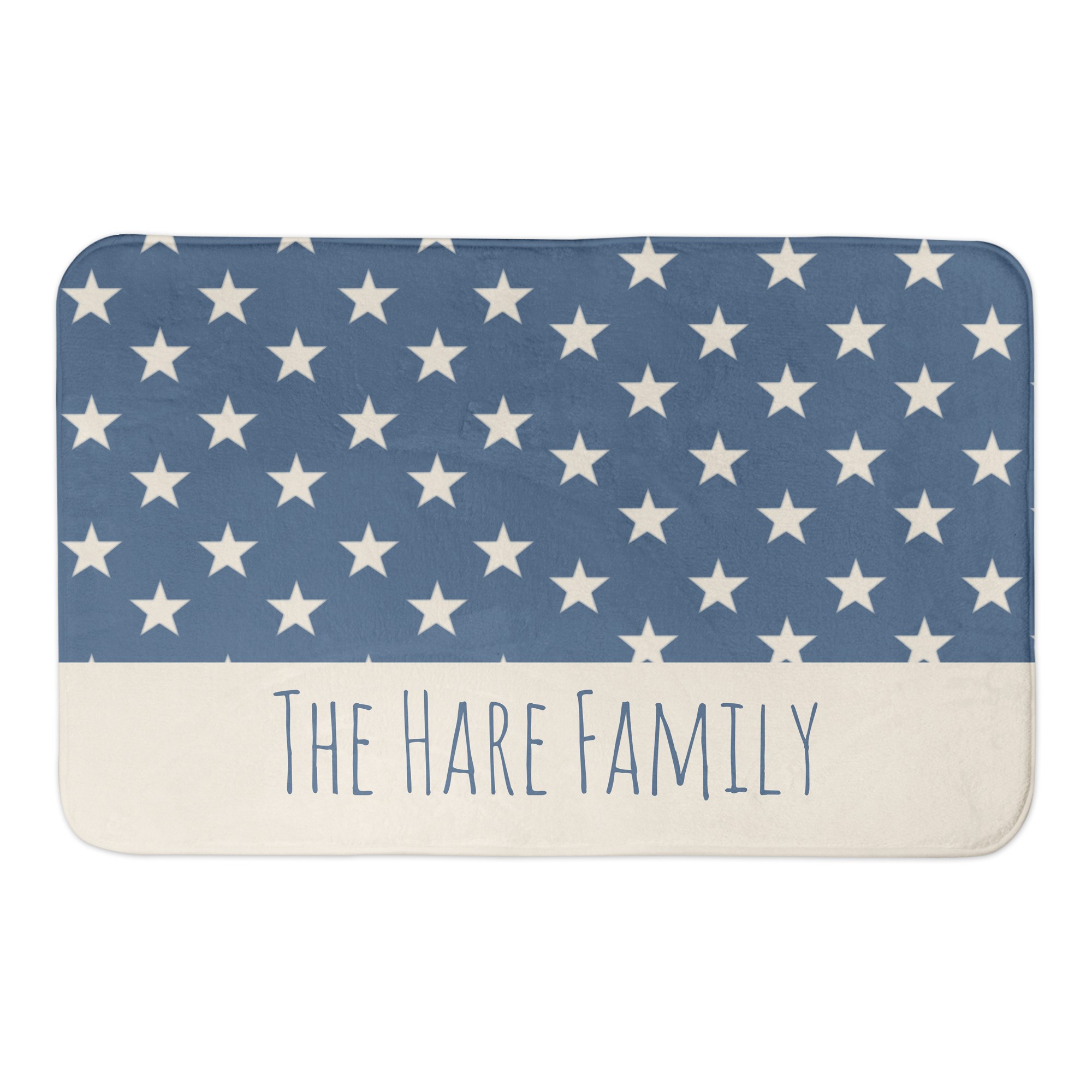Blue and Cream Stripes Personalized 34x21 Bath Mat