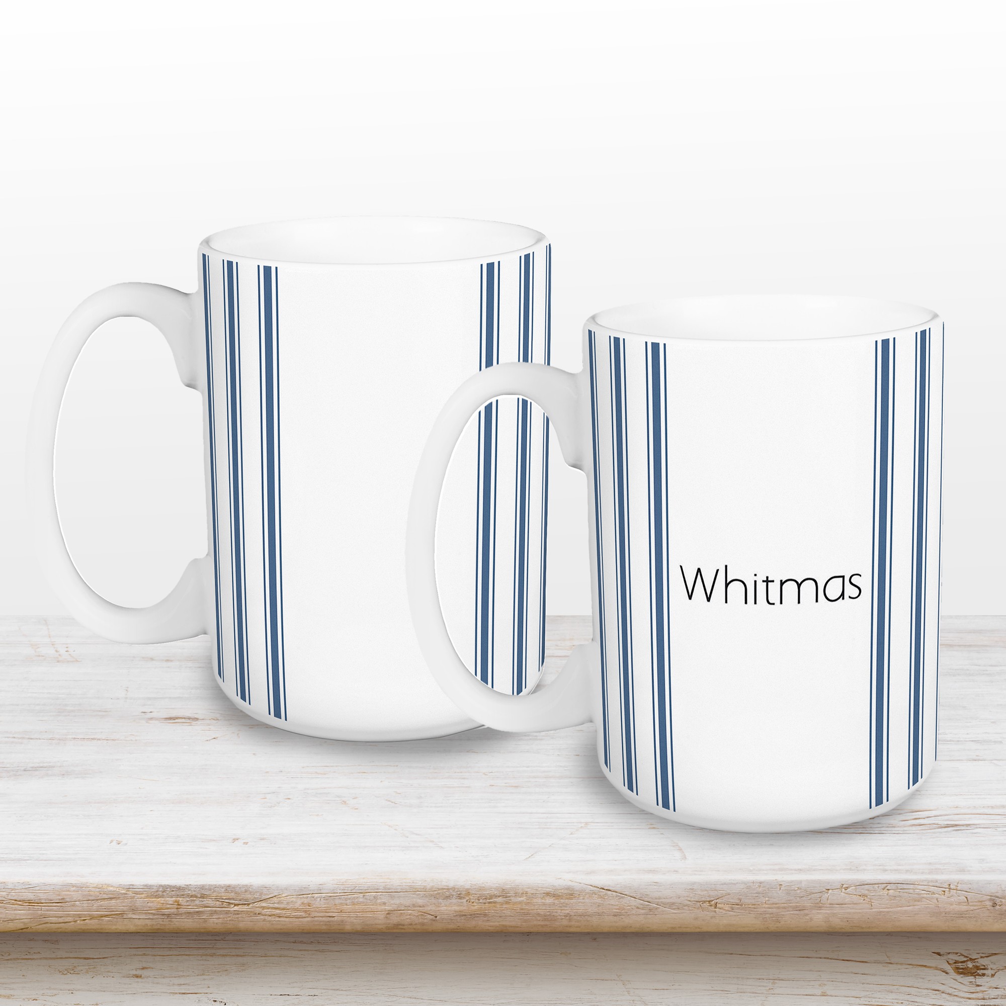 Simple Blue Stripes Personalized 15 oz Mug