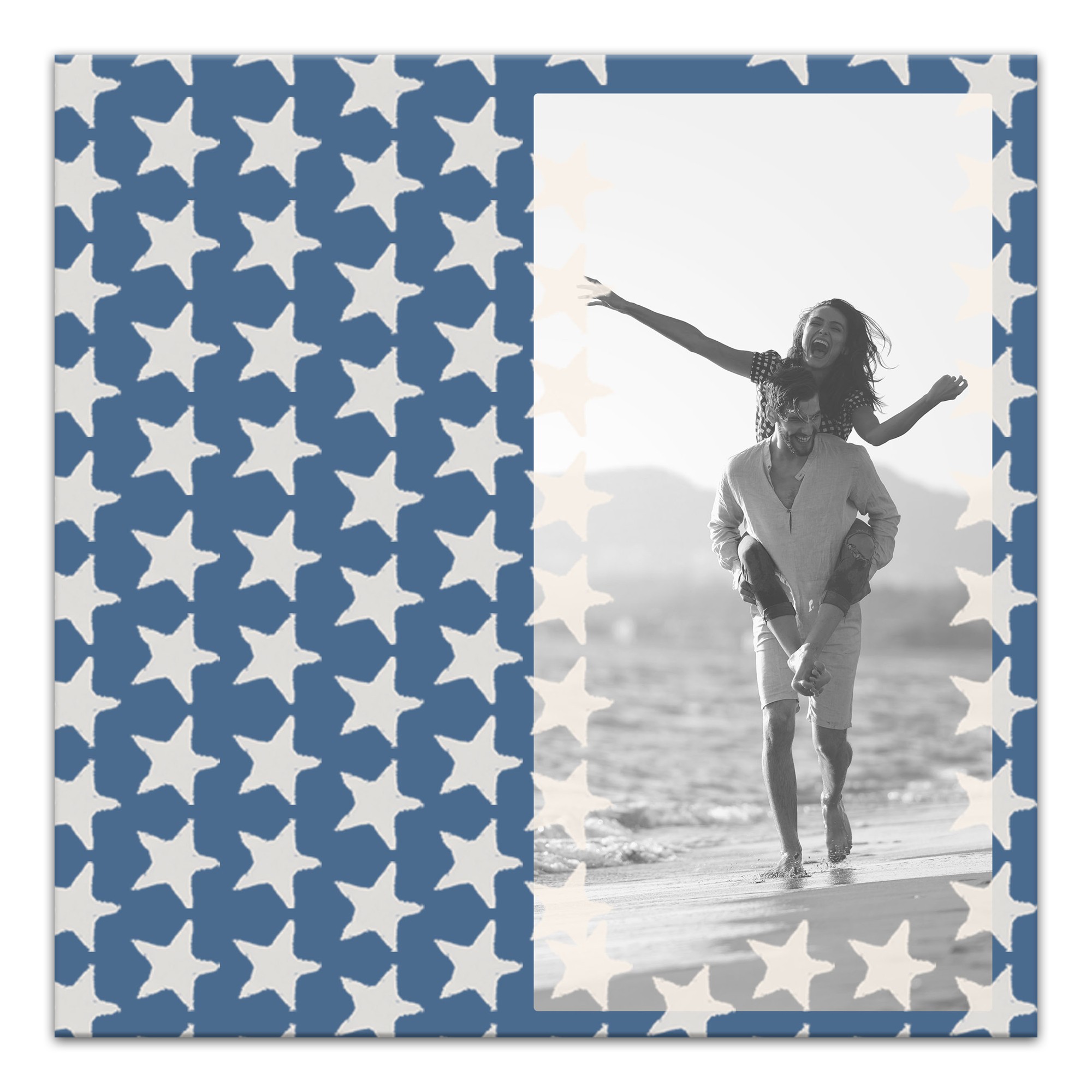 Blue and Cream Stars Personalized 16x16 Canvas Wall Art