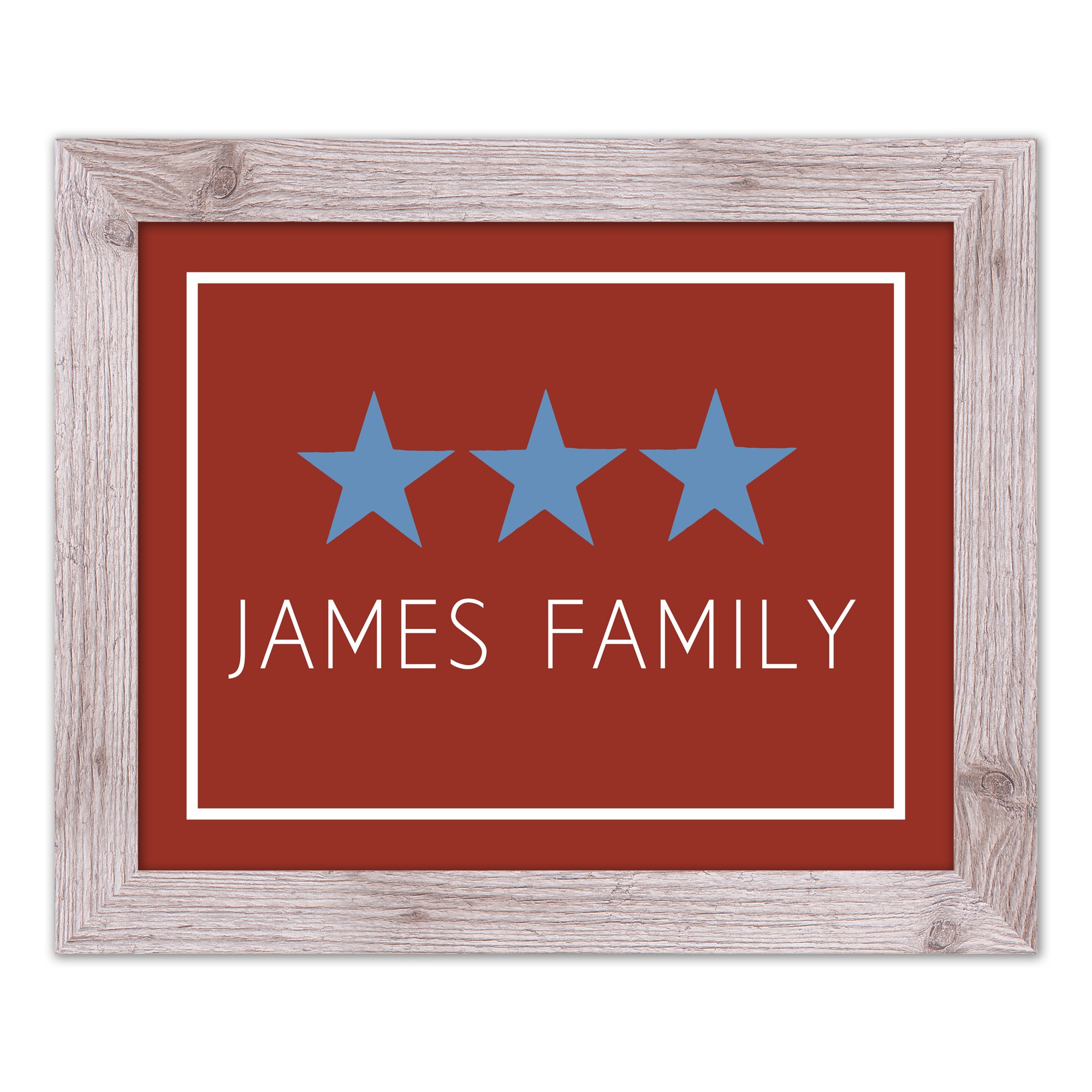Simple Blue Stars Personalized 16x20 Western White Framed Print