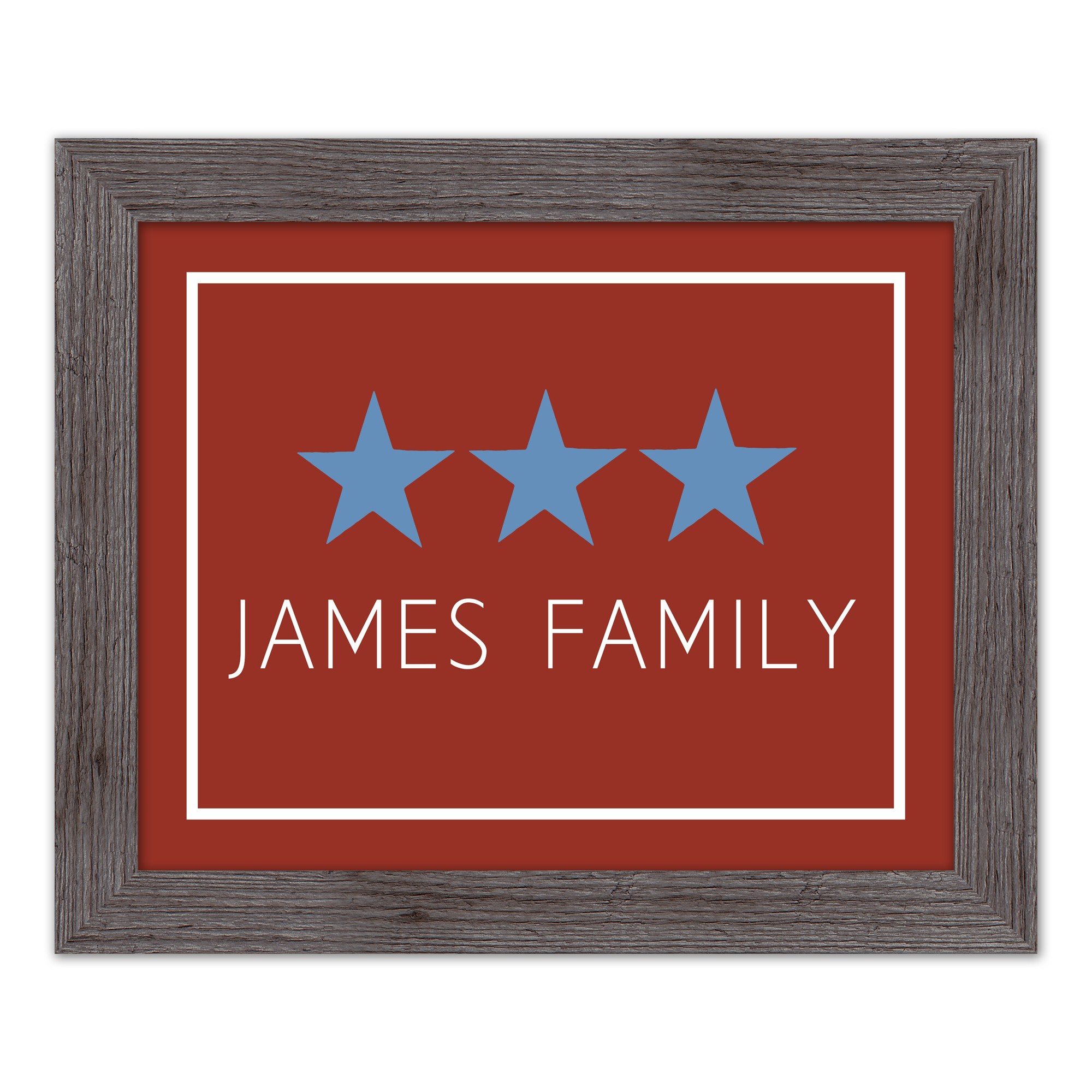 Simple Blue Stars Personalized 16x20 Western Gray Framed Print