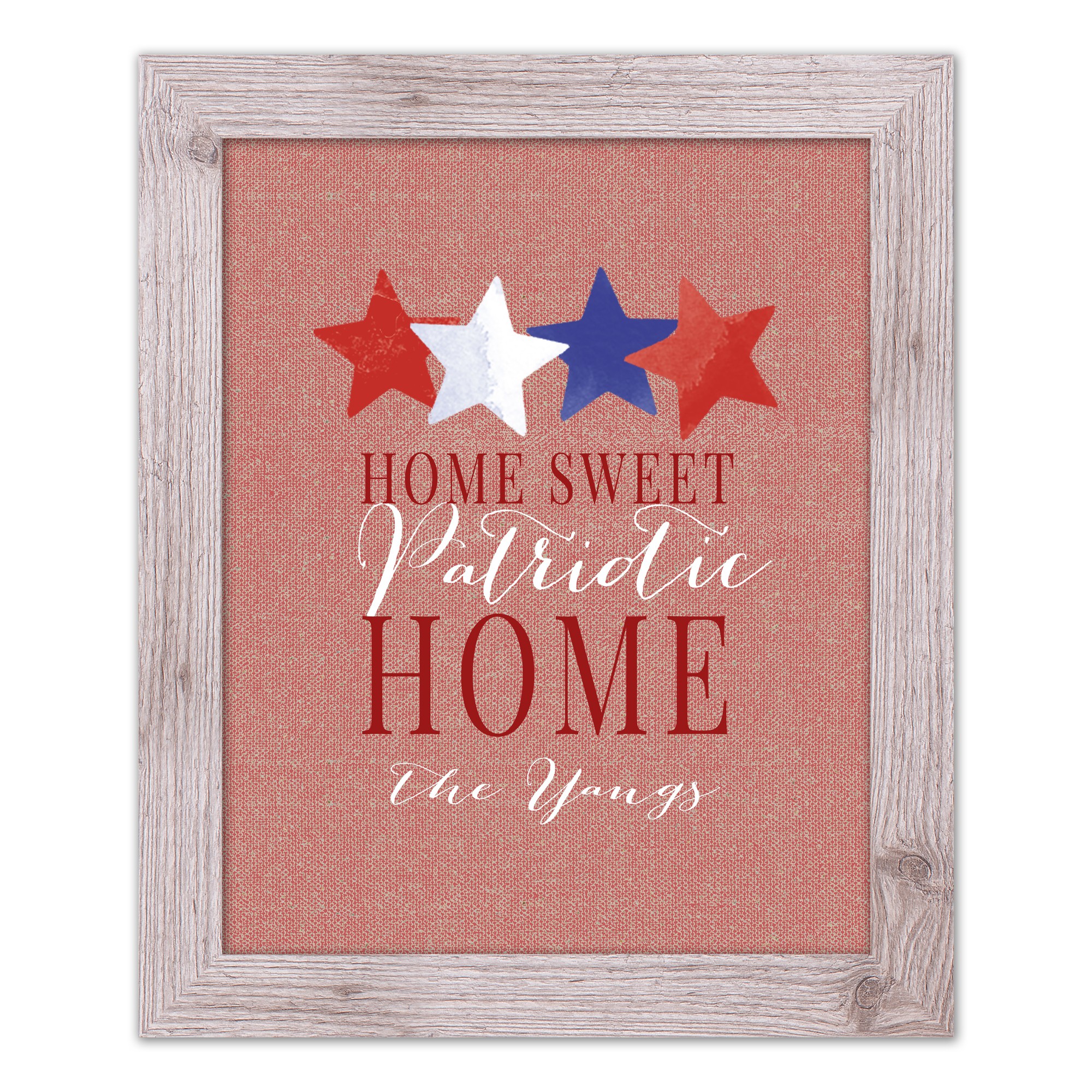 Home Sweet Patriotic Home Personalized 16x20 Western White Framed Print