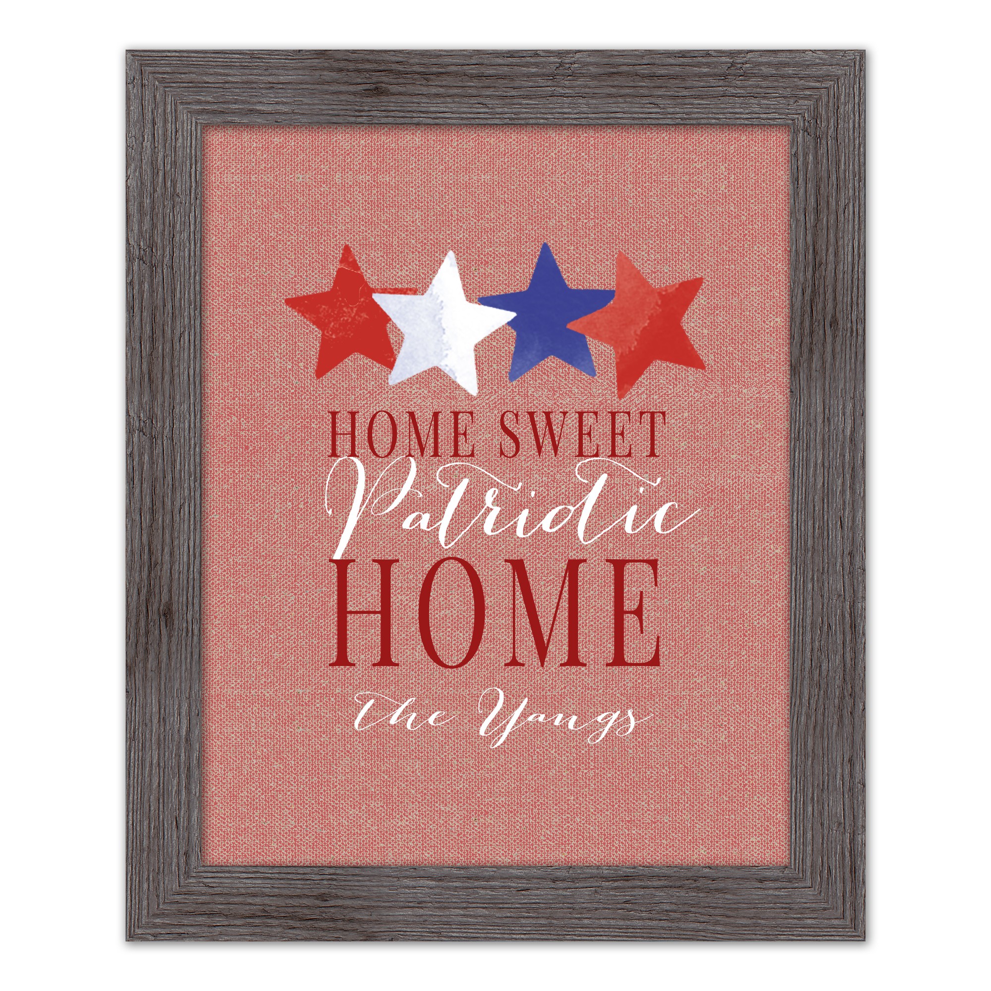 Home Sweet Patriotic Home Personalized 16x20 Western Gray Framed Print