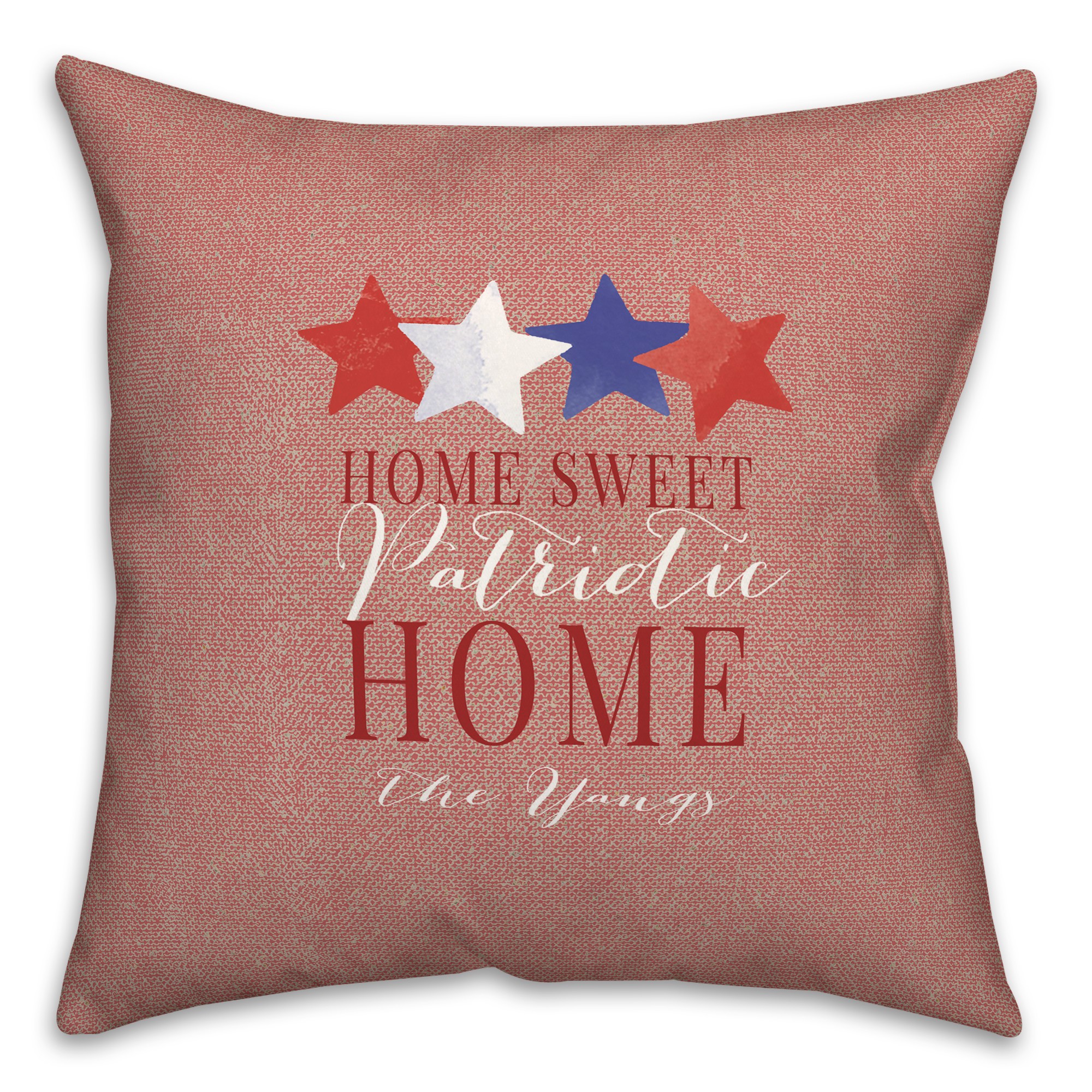 Home Sweet Patriotic Home Personalized 18x18 Spun Poly Pillow
