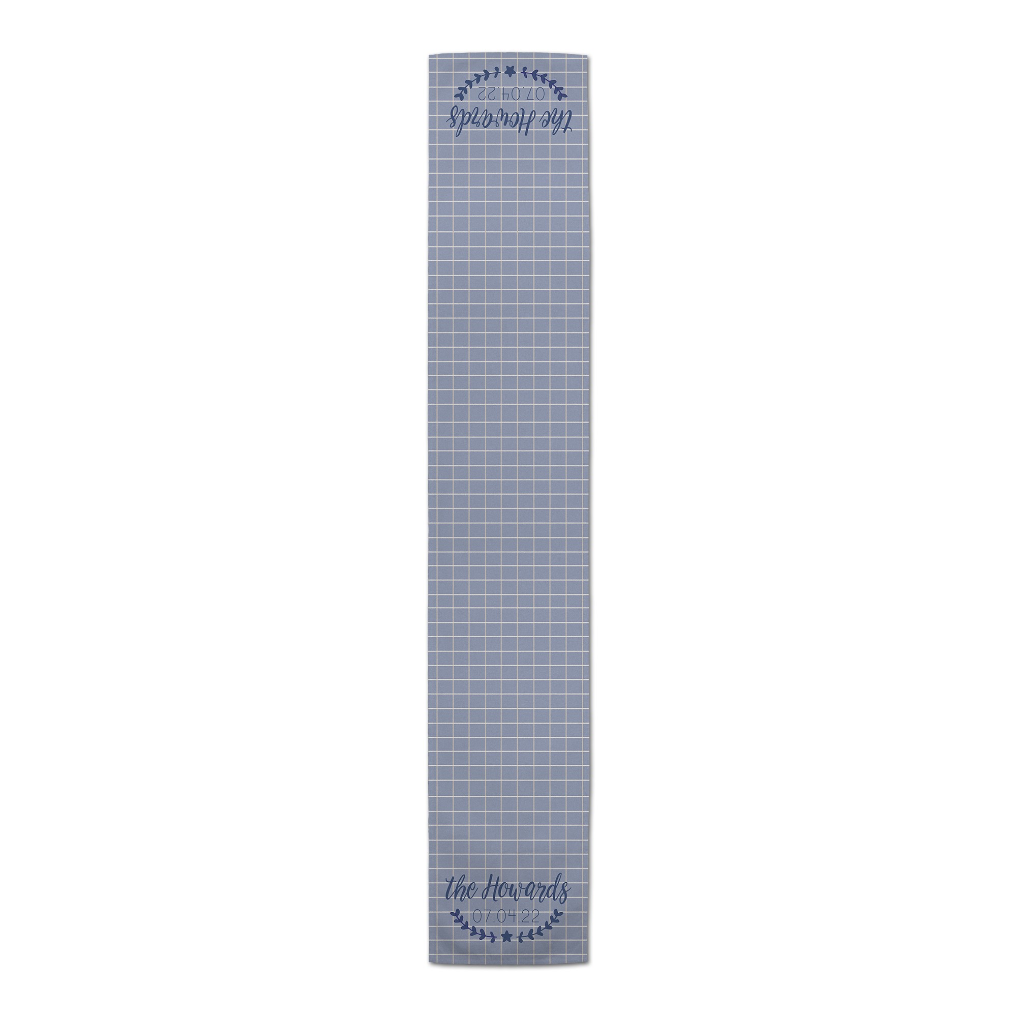 Blue Patriotic Check Personalized 16x72 Cotton Twill Runner