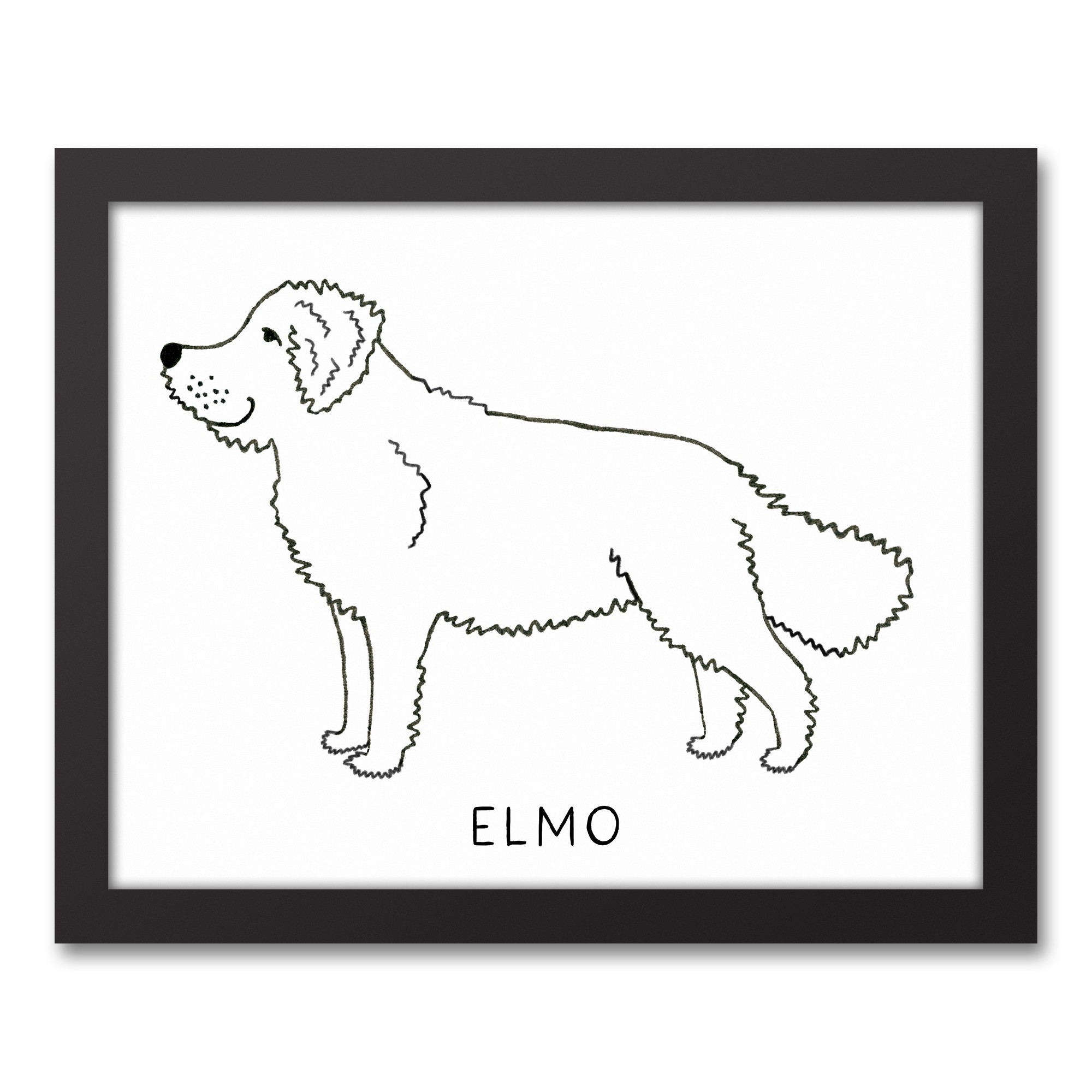 Simple Golden Doodle Profile Sketch Personalized 11x14 Black Framed Canvas