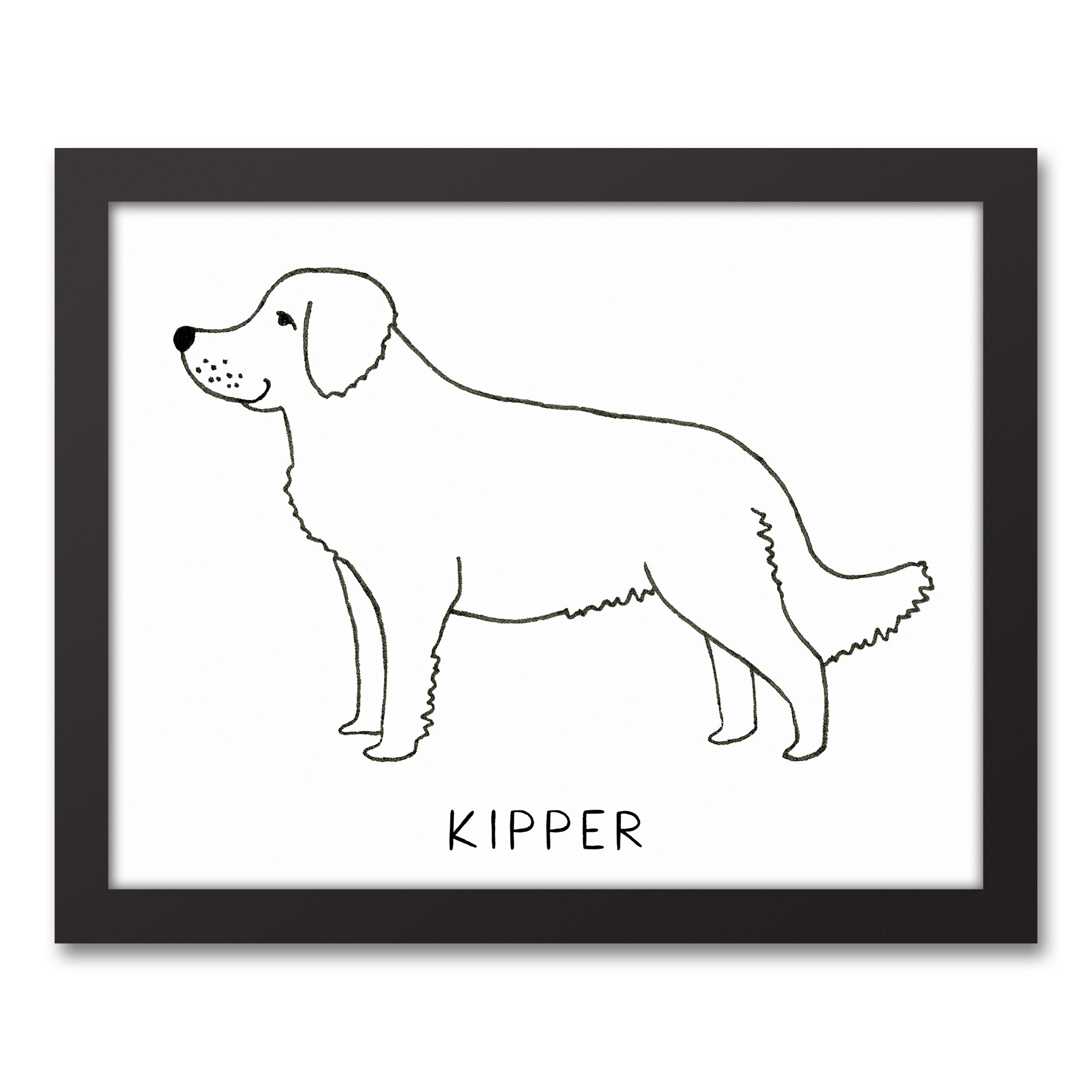 Simple Golden Retriever Profile Sketch Personalized 11x14 Black Framed Canvas