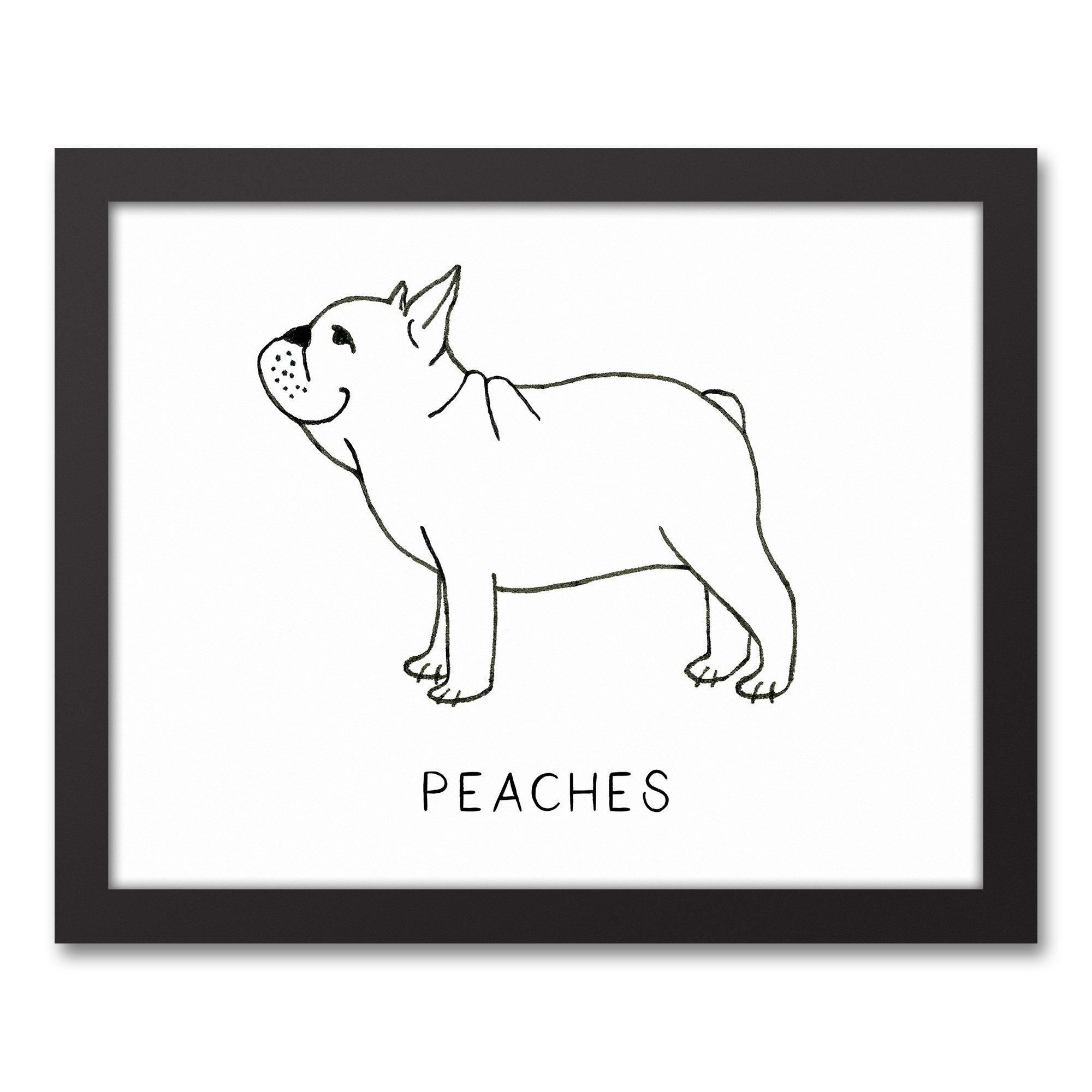 Simple Frech Bulldog Profile Sketch Personalized 11x14 Black Framed Canvas