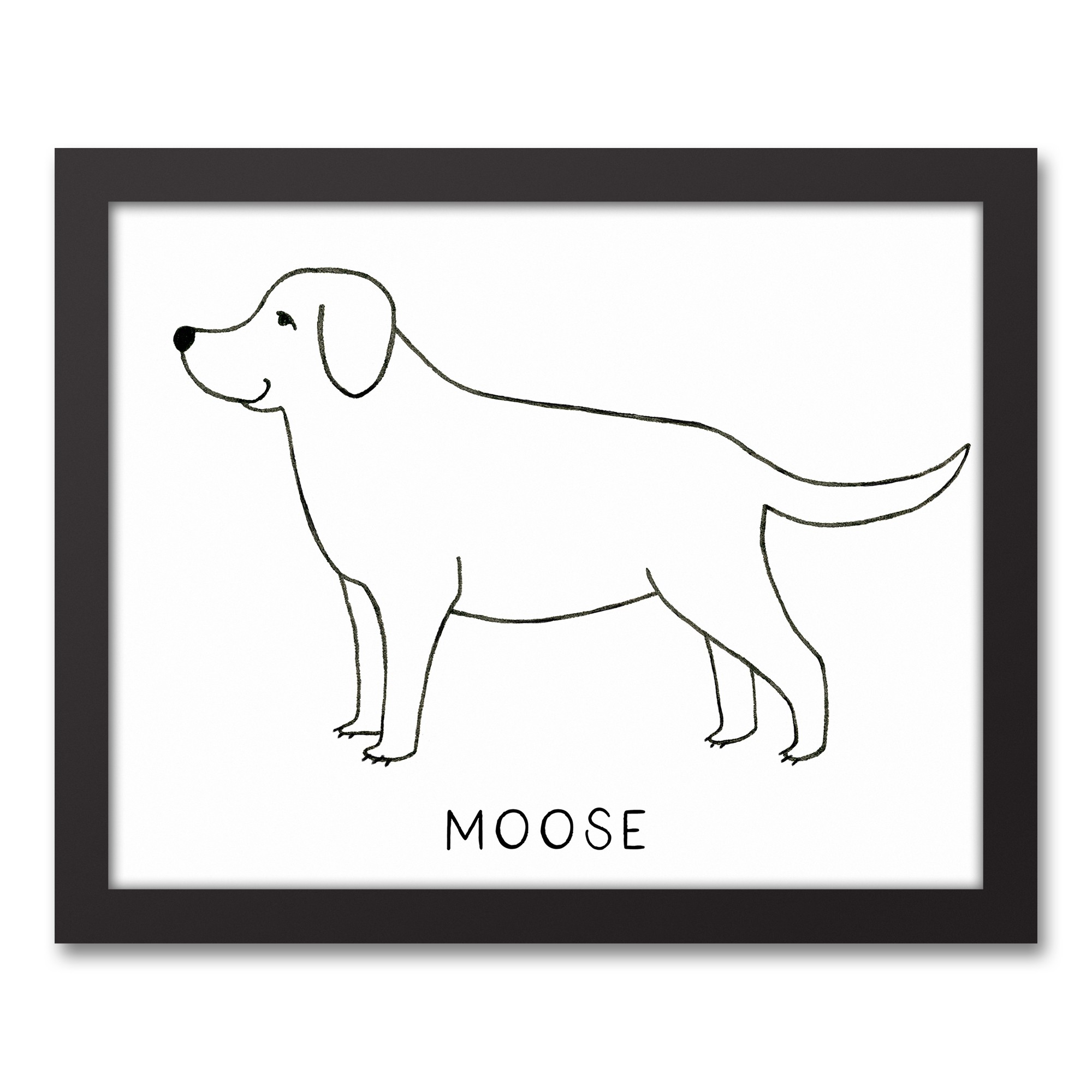 Simple Labrador Profile Sketch Personalized 11x14 Black Framed Canvas