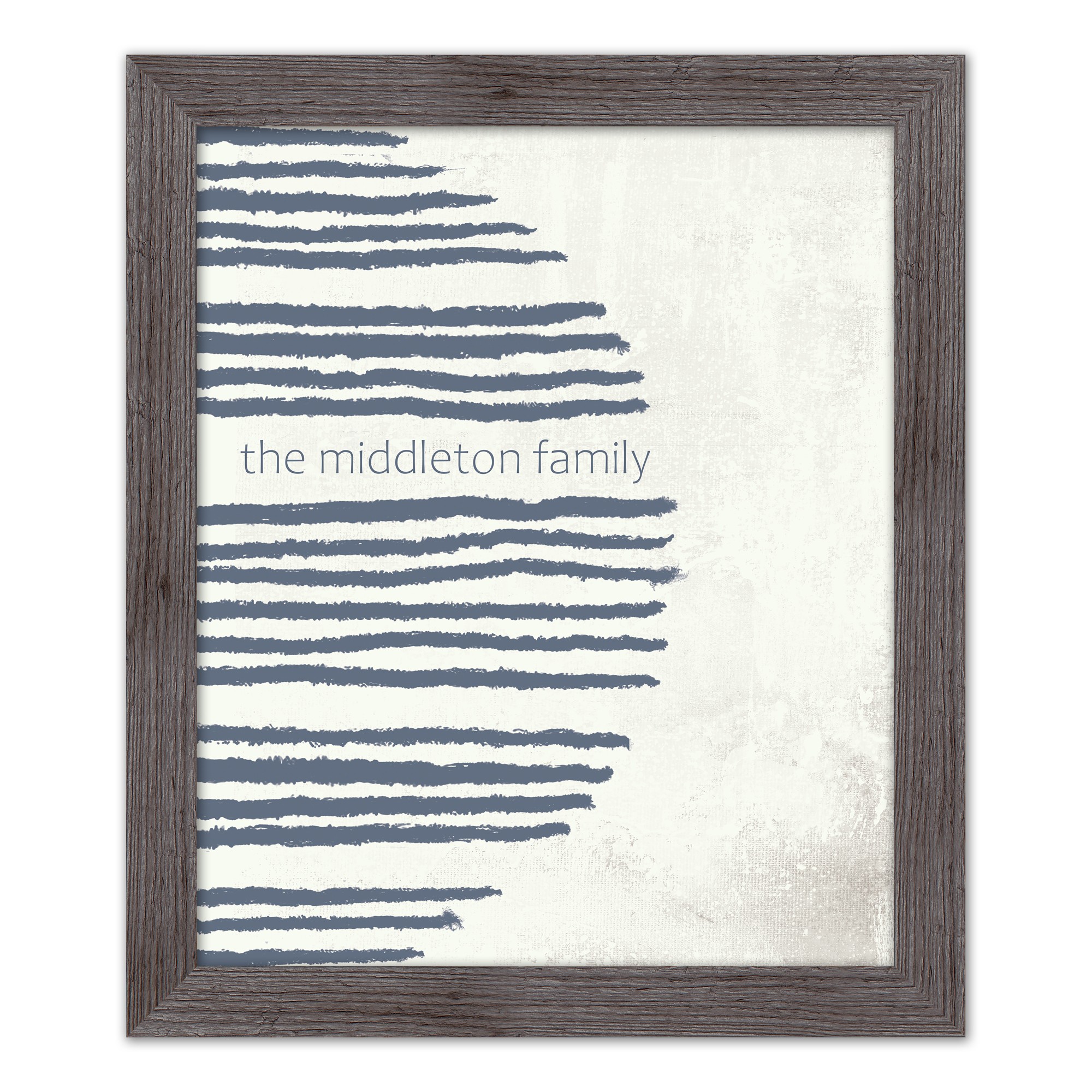 Abstract Navy Stripes Personalized 20x24 Western Gray Framed Print