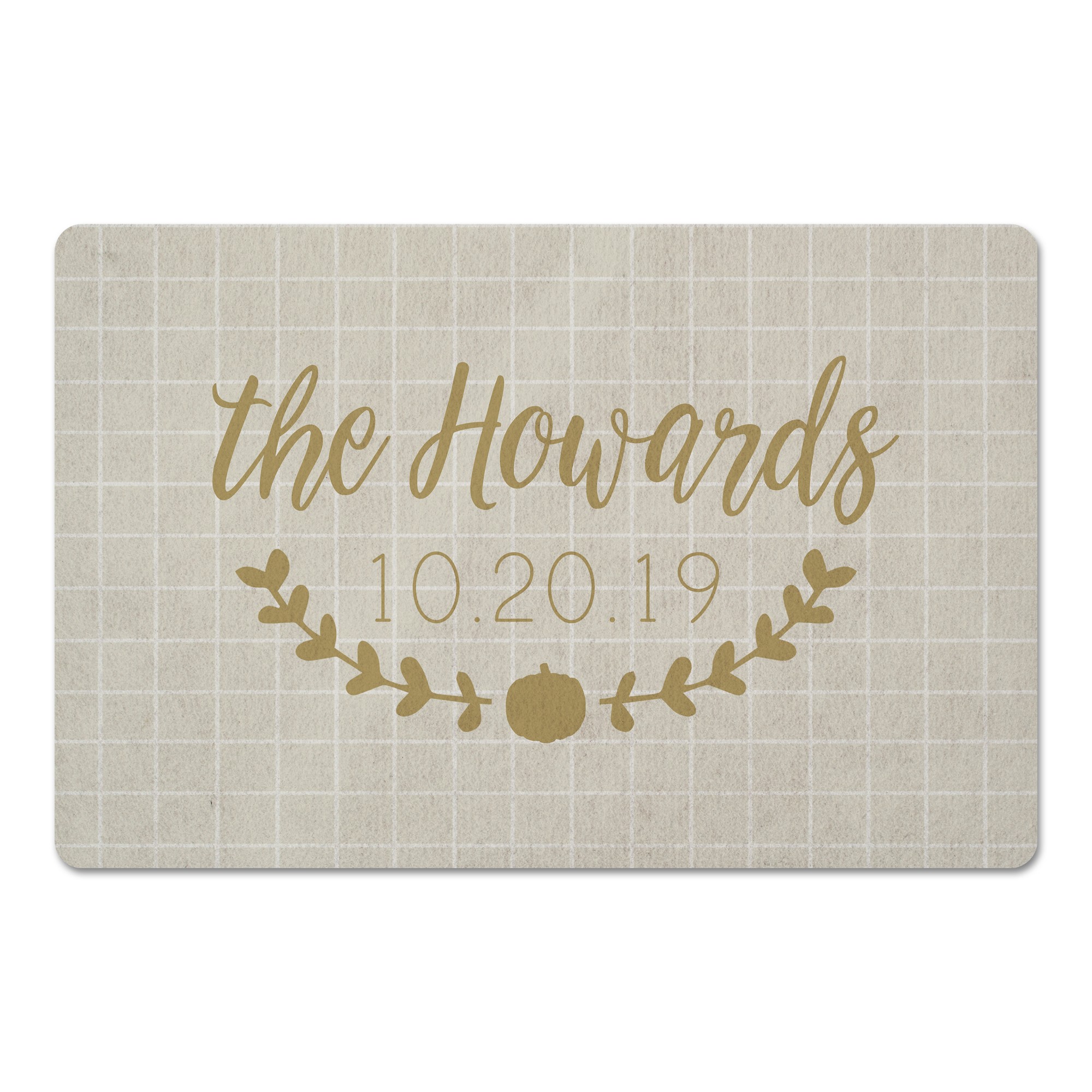Gray Fall Check Personalized 27x18 Floor Mat
