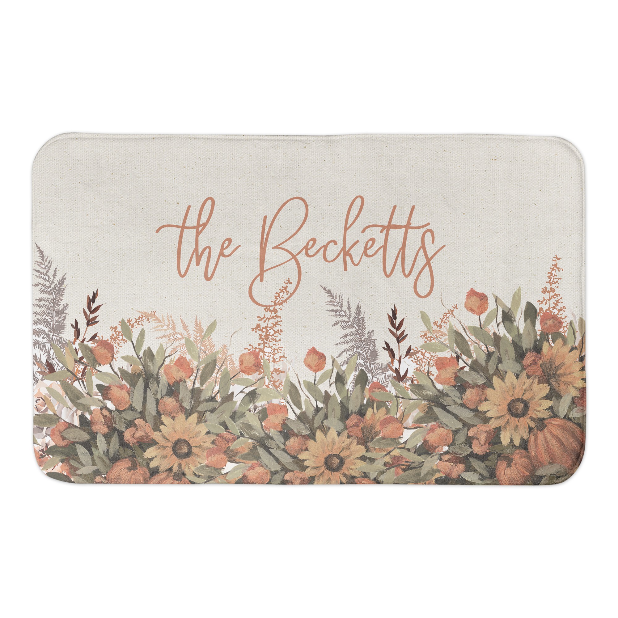 Fall Floral Personalized 34x21 Bath Mat