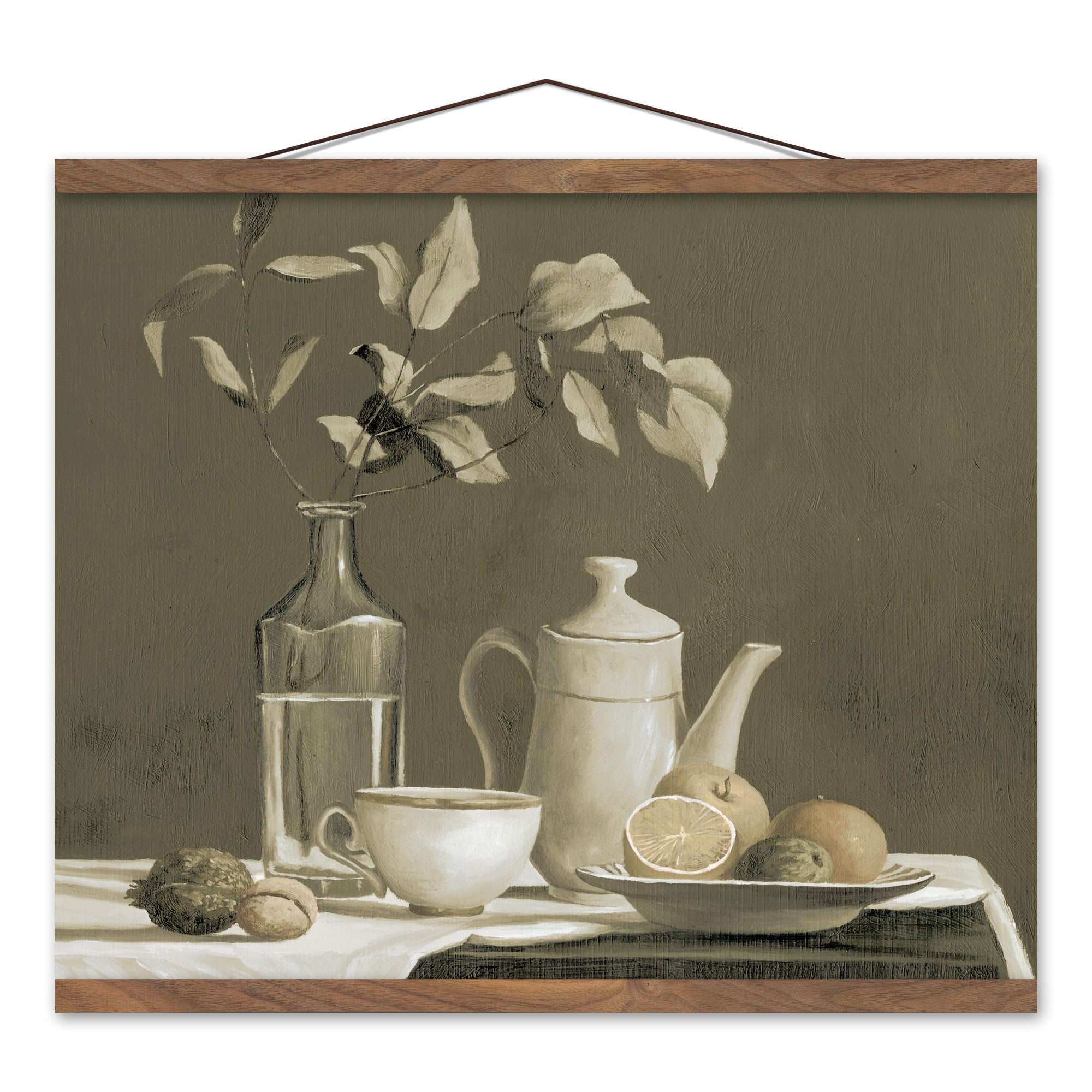 Antique Still Life 16 x 20 Teak Hanging Canvas