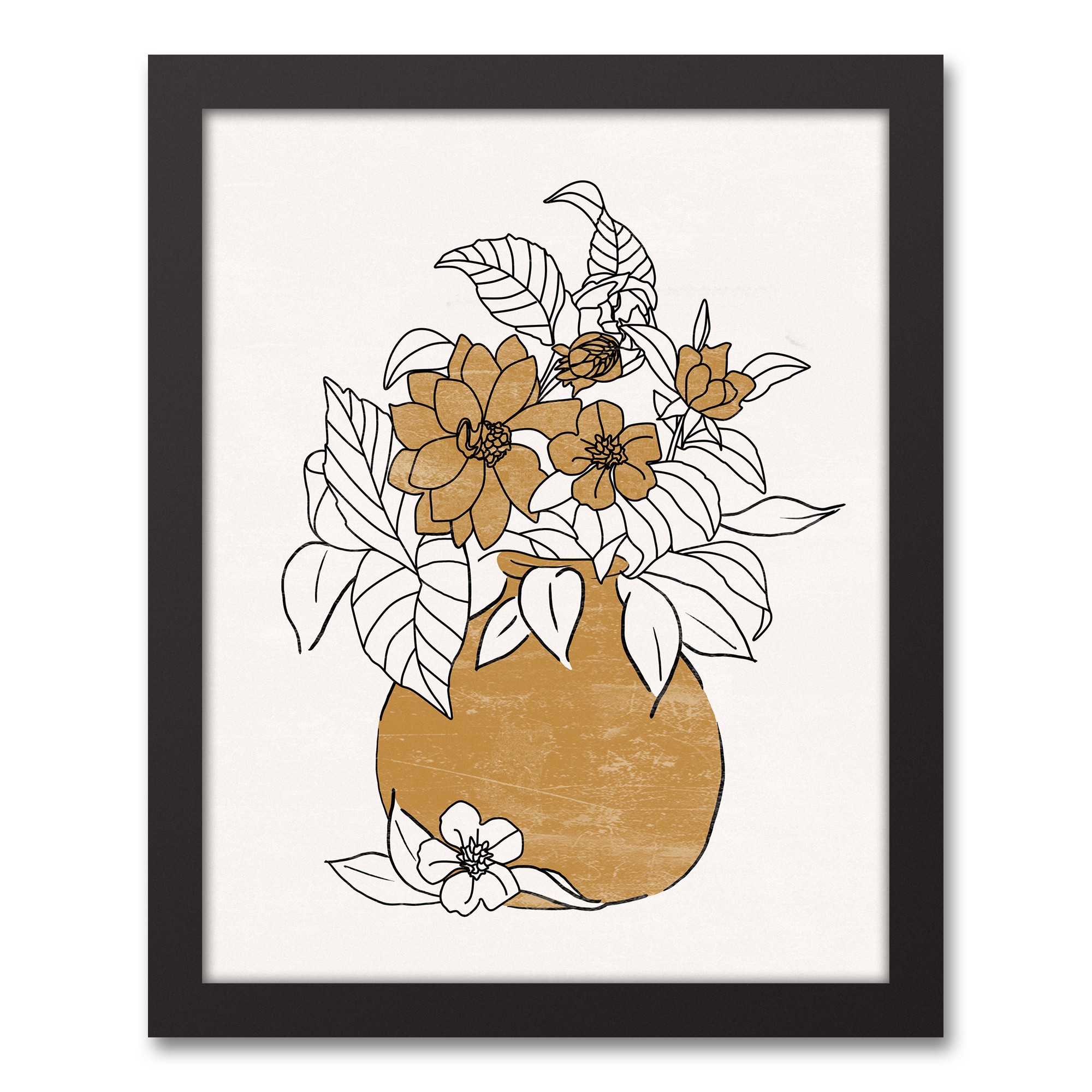 Mod Marigold Vase 12.73 x 15.73 Black Framed Canvas