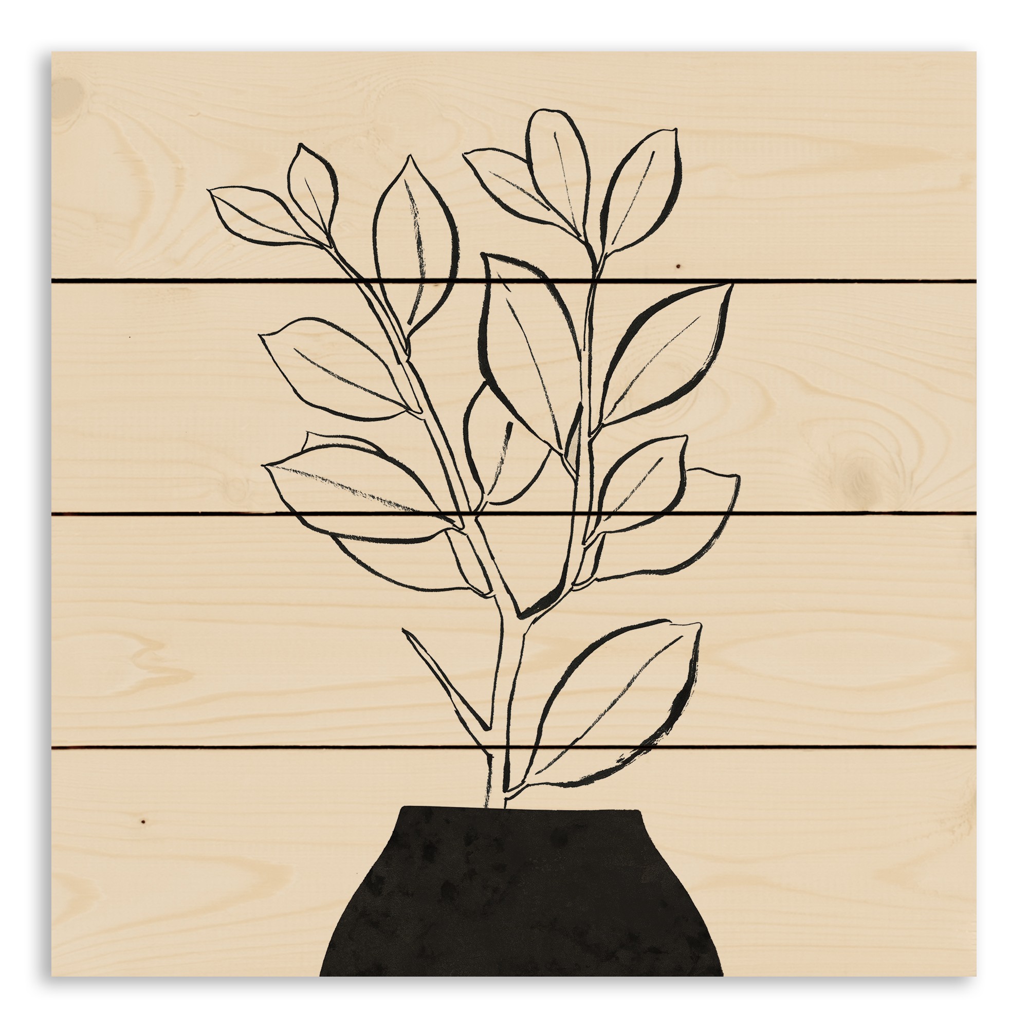 Simple Potted Plant 14 x 14 Pallet Wood Art