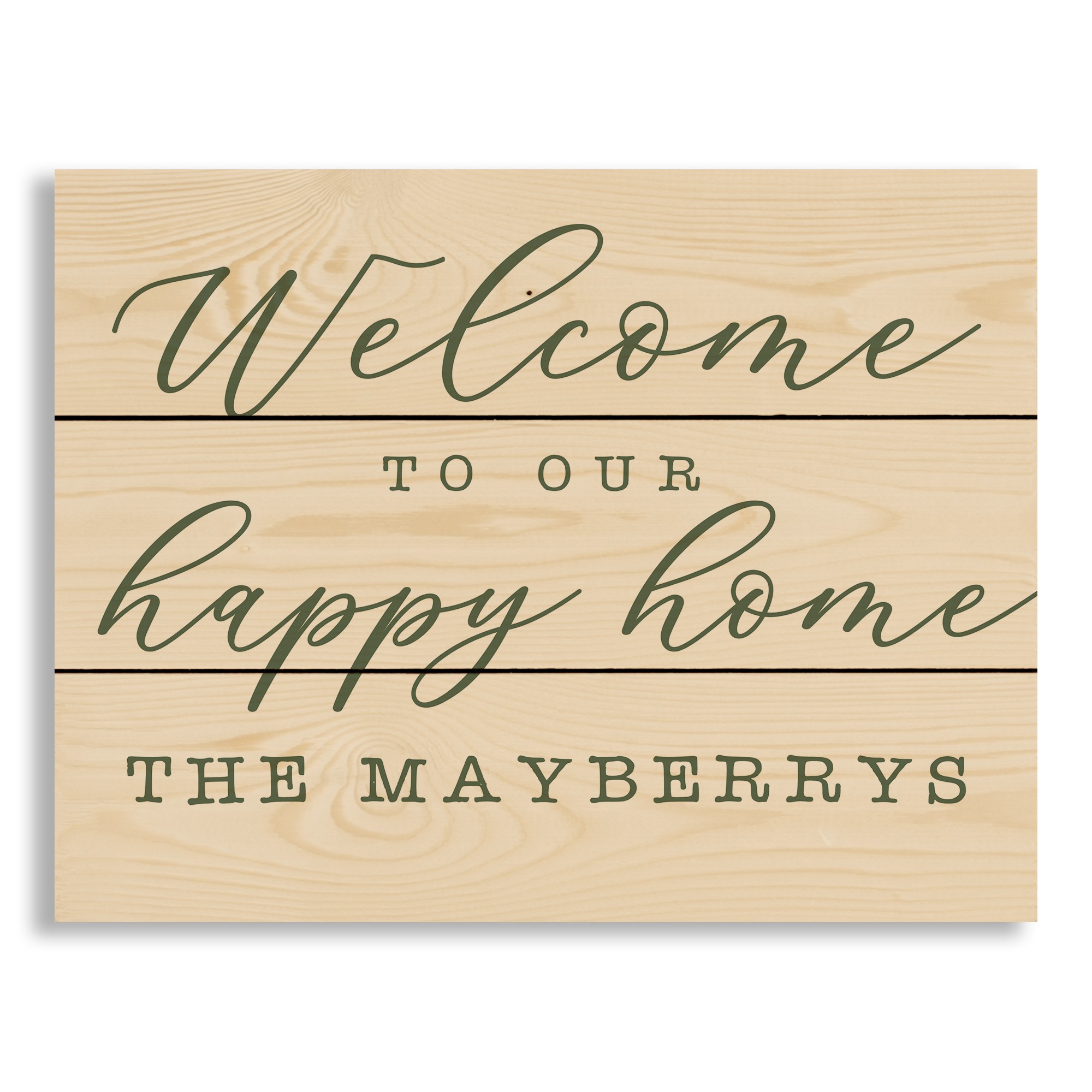 Welcome to our Happy Home Personalized 10.69 x 14 Pallet Wood Art