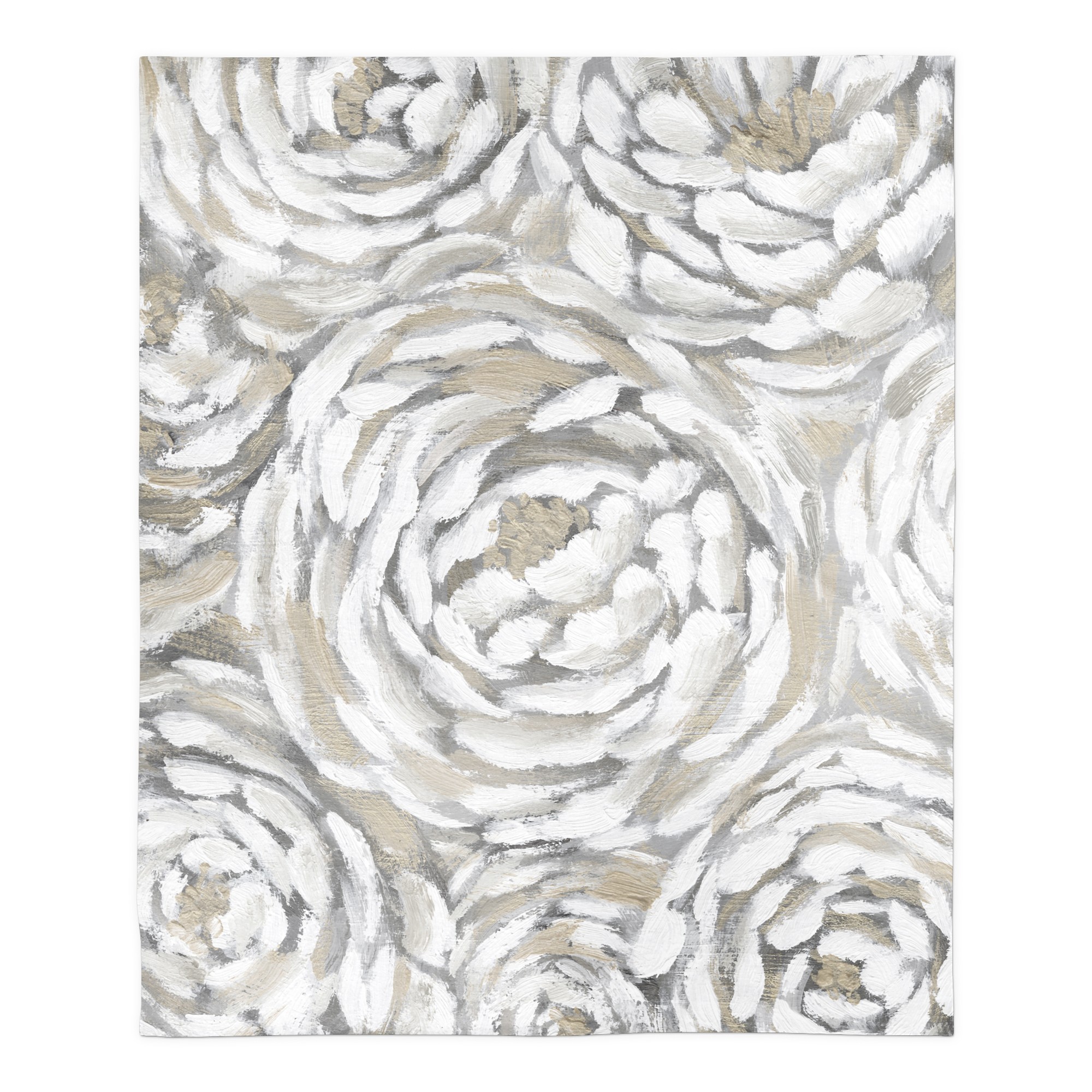 Cream and Gray Floral 50 x 60 Sherpa Fleece Blanket