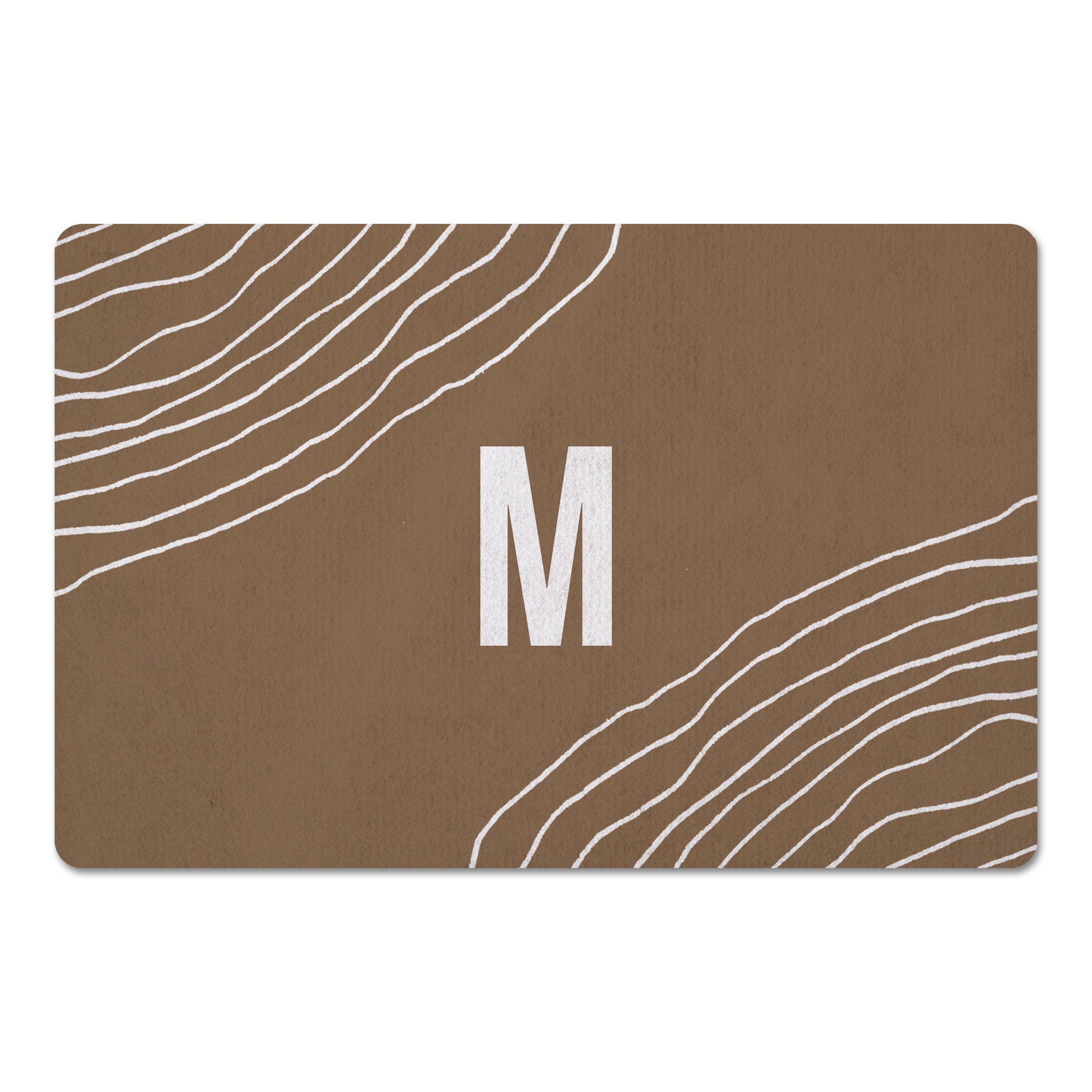 Taupe Monogram Wavy Lines Personalized 18 x 27 Floor Mat