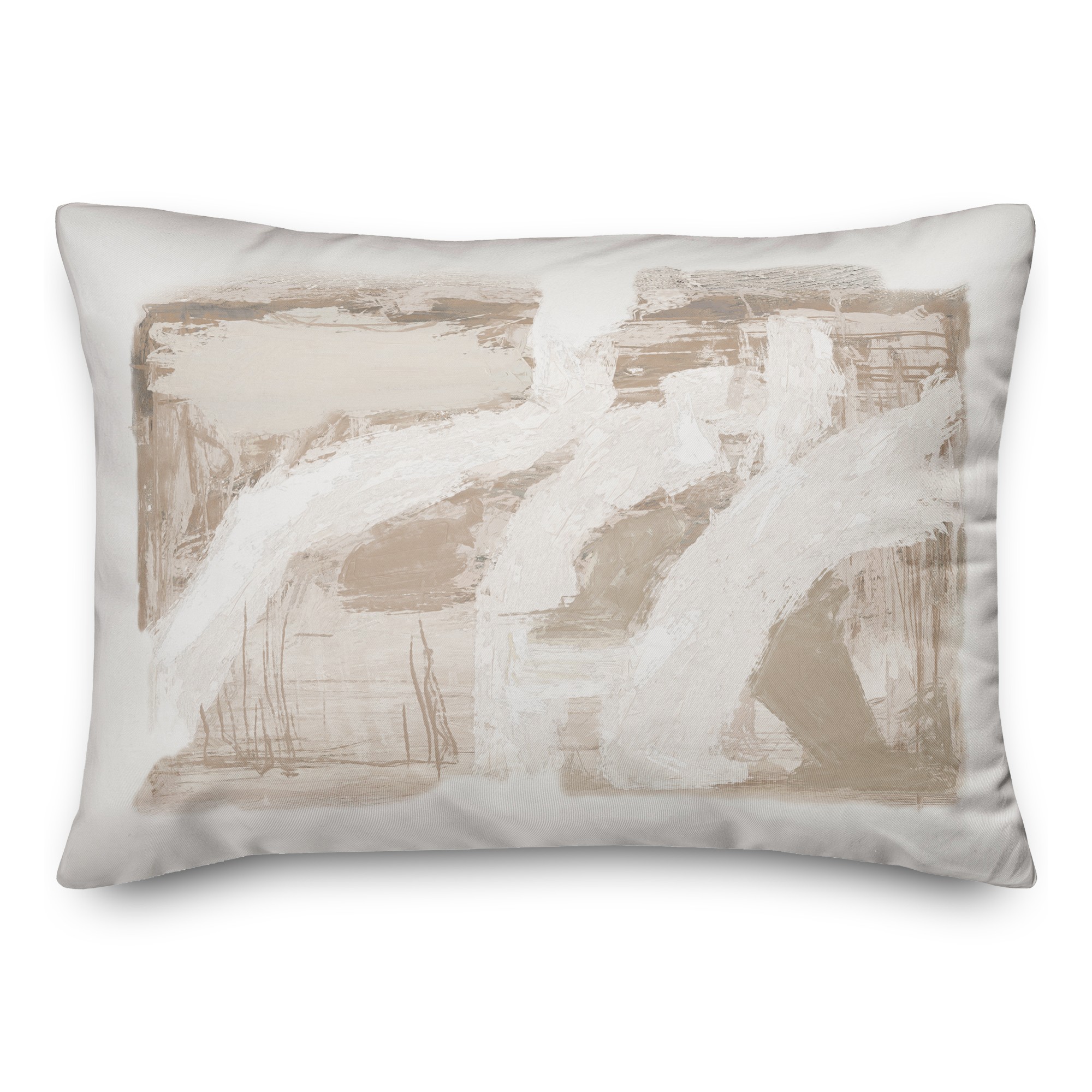 Cream Painterly Abstract 20 x 14 Indoor / Outdoor Pillow