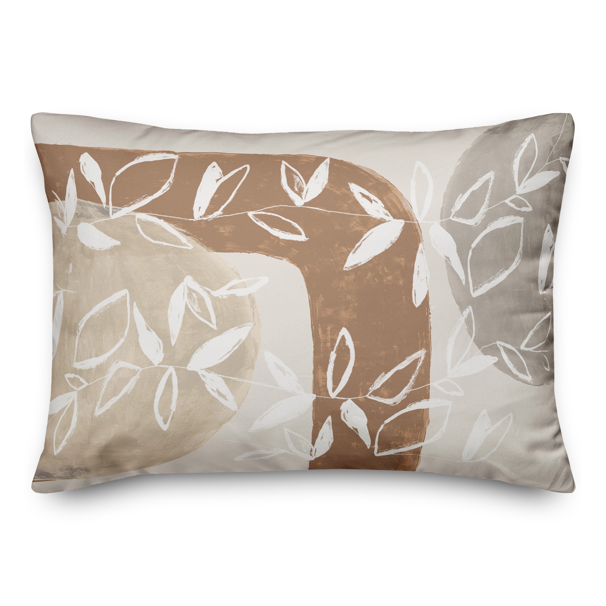 Abstract Neutral Flowers 20 x 14 Indoor / Outdoor Pillow