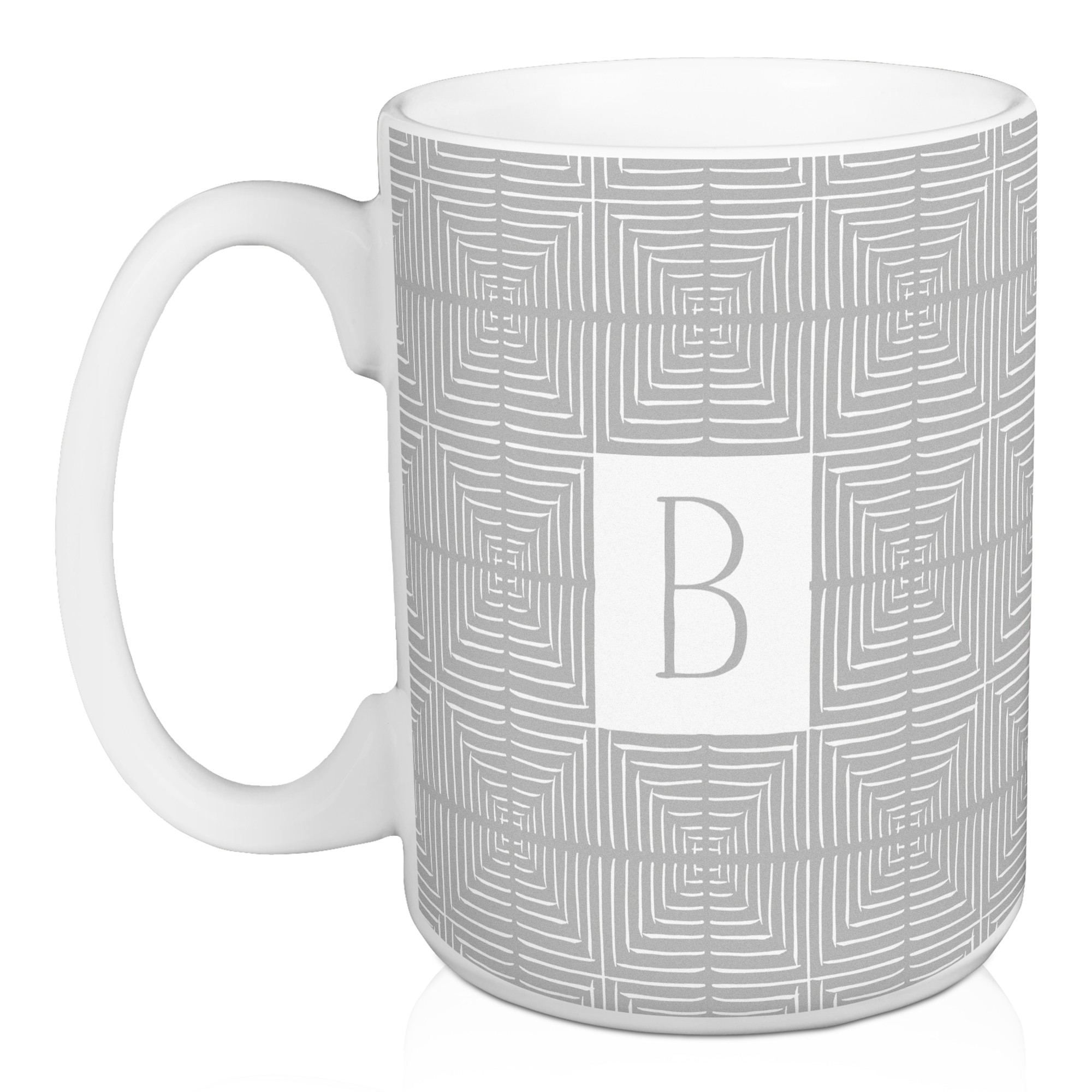 Gray Geo Diamonds Monogram Personalized 5 x 4.62 Mug