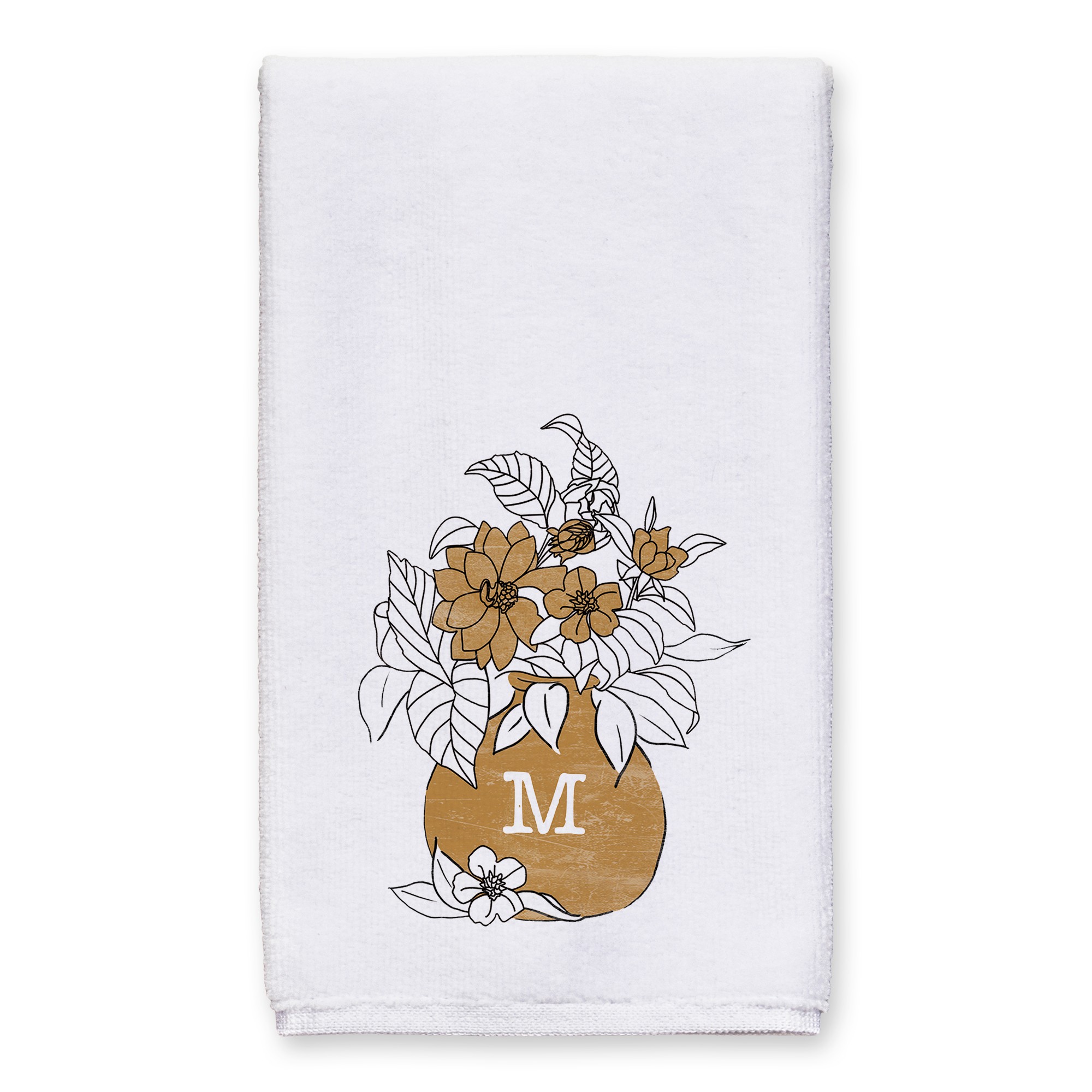 Mod Marigold Vase Monogram Personalized 16 x 25 Towel