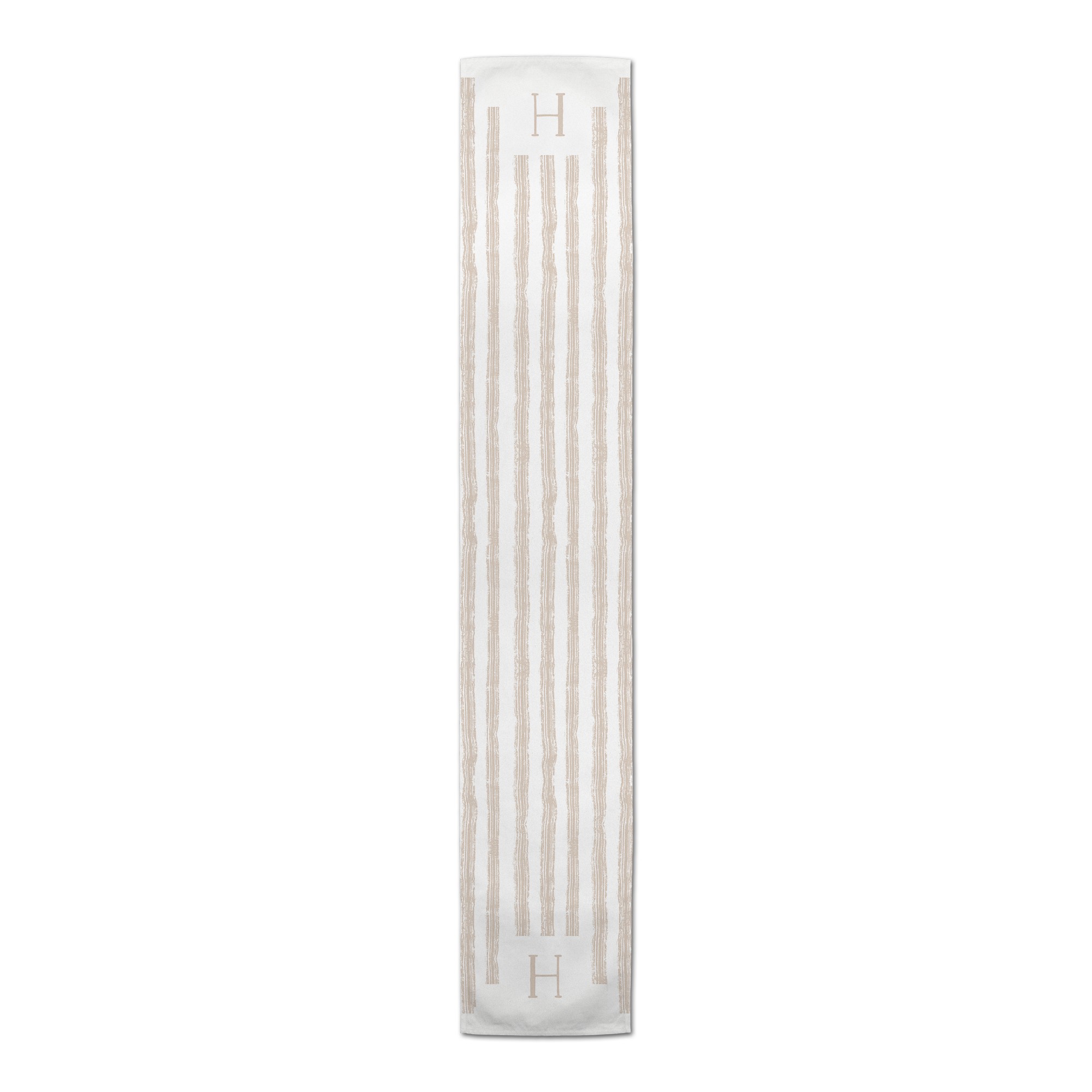 Neutral Easy Stripes Monogram Personalized 16 x 72 Cotton Twill Runner