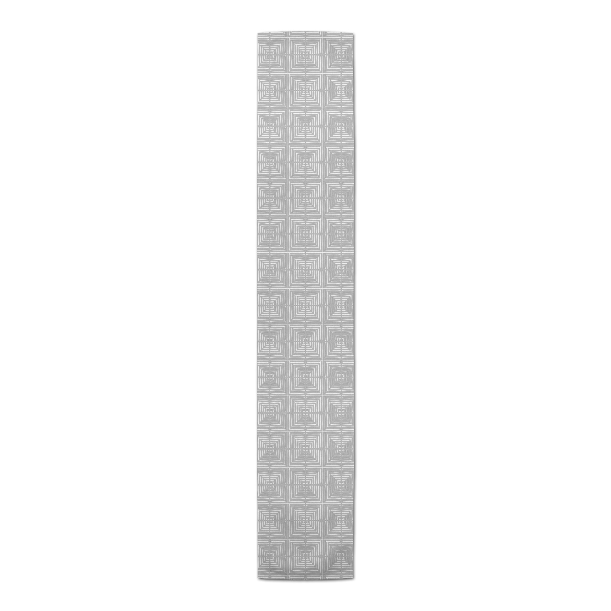 Gray Geo Diamonds 16 x 90 Cotton Twill Runner